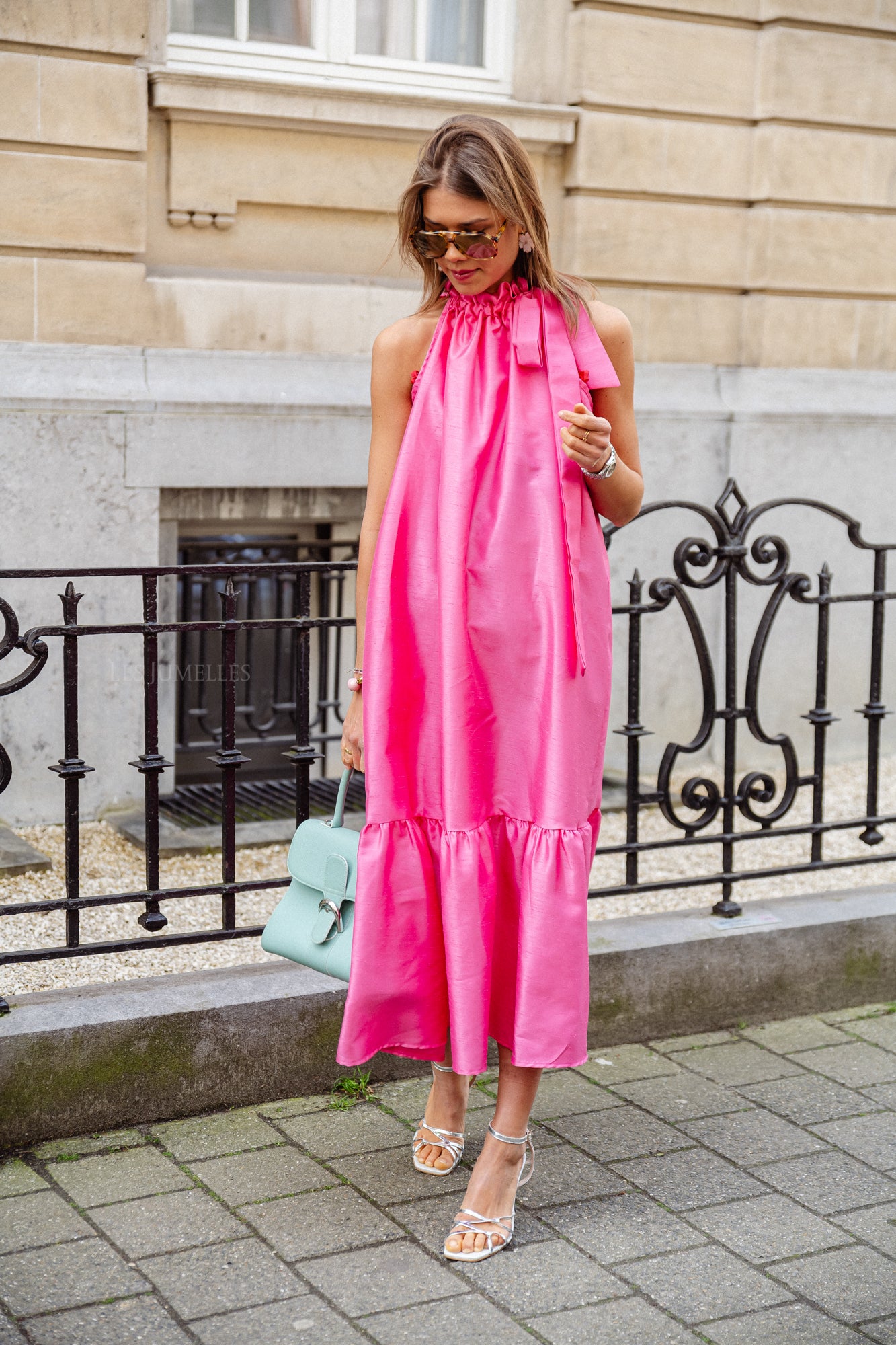 Ella Maxikleid mit Neckholder in fuchsia