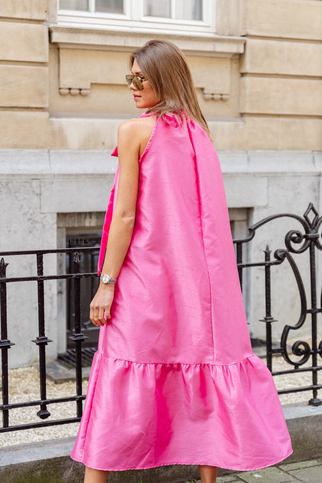 Ella Maxikleid mit Neckholder in fuchsia