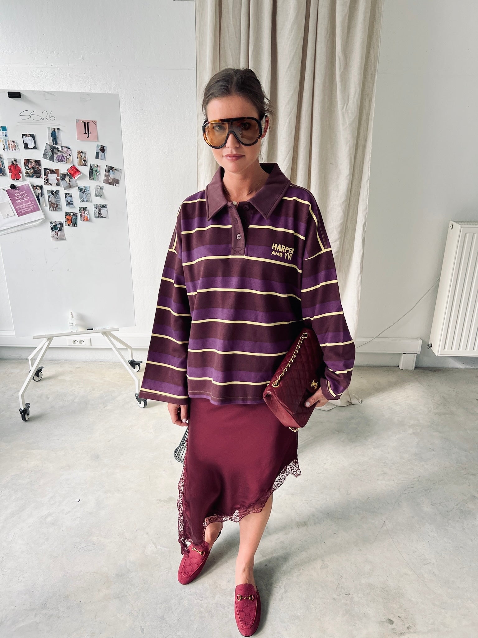 Pollie jumper multi stripe purple