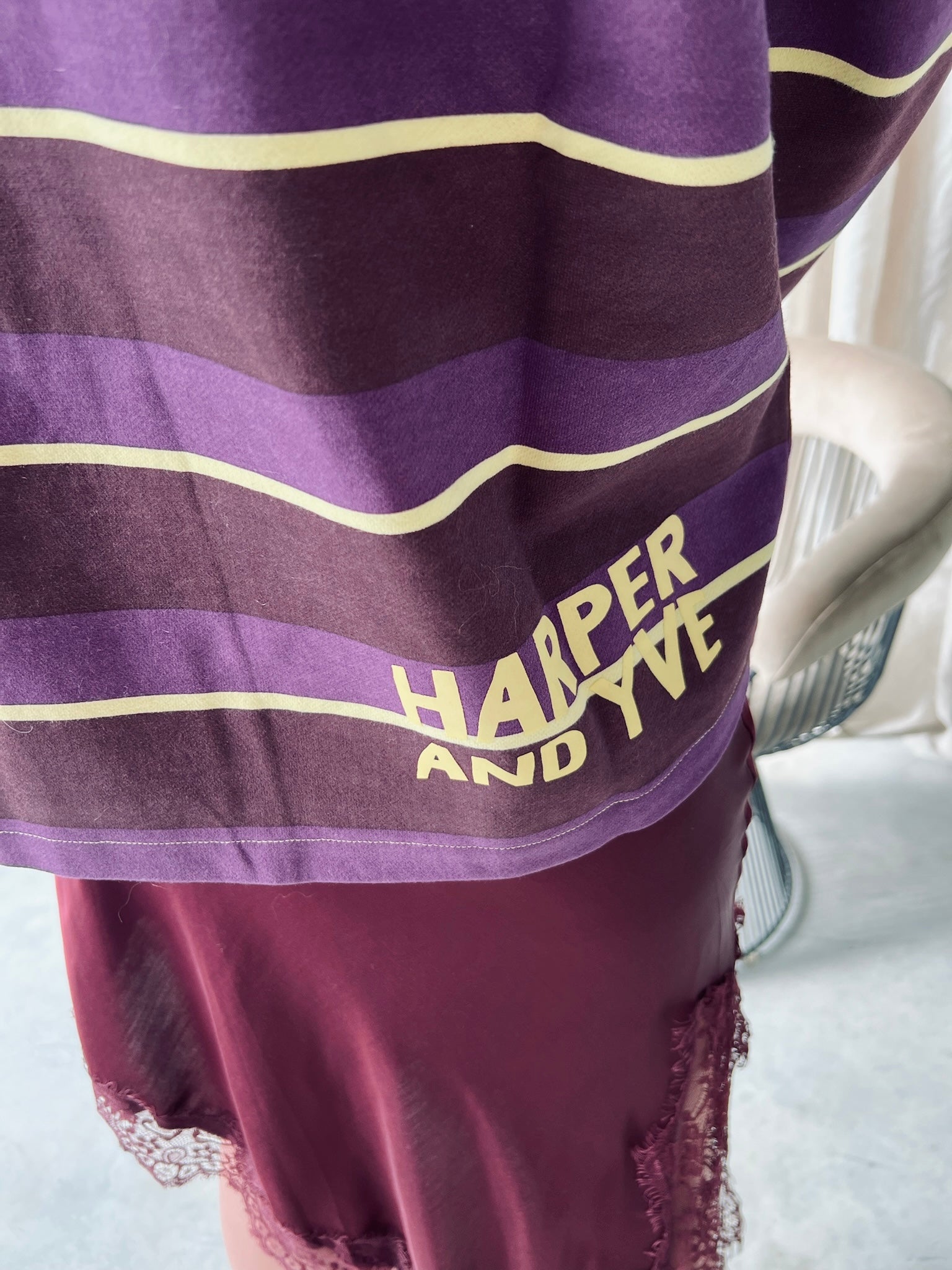 Pollie jumper multi stripe purple