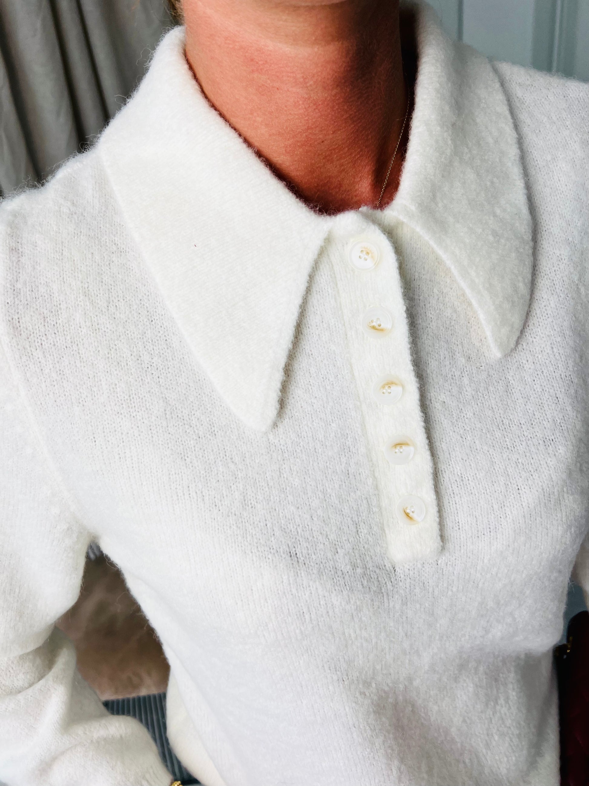 GZAlpha polo pullover ivory