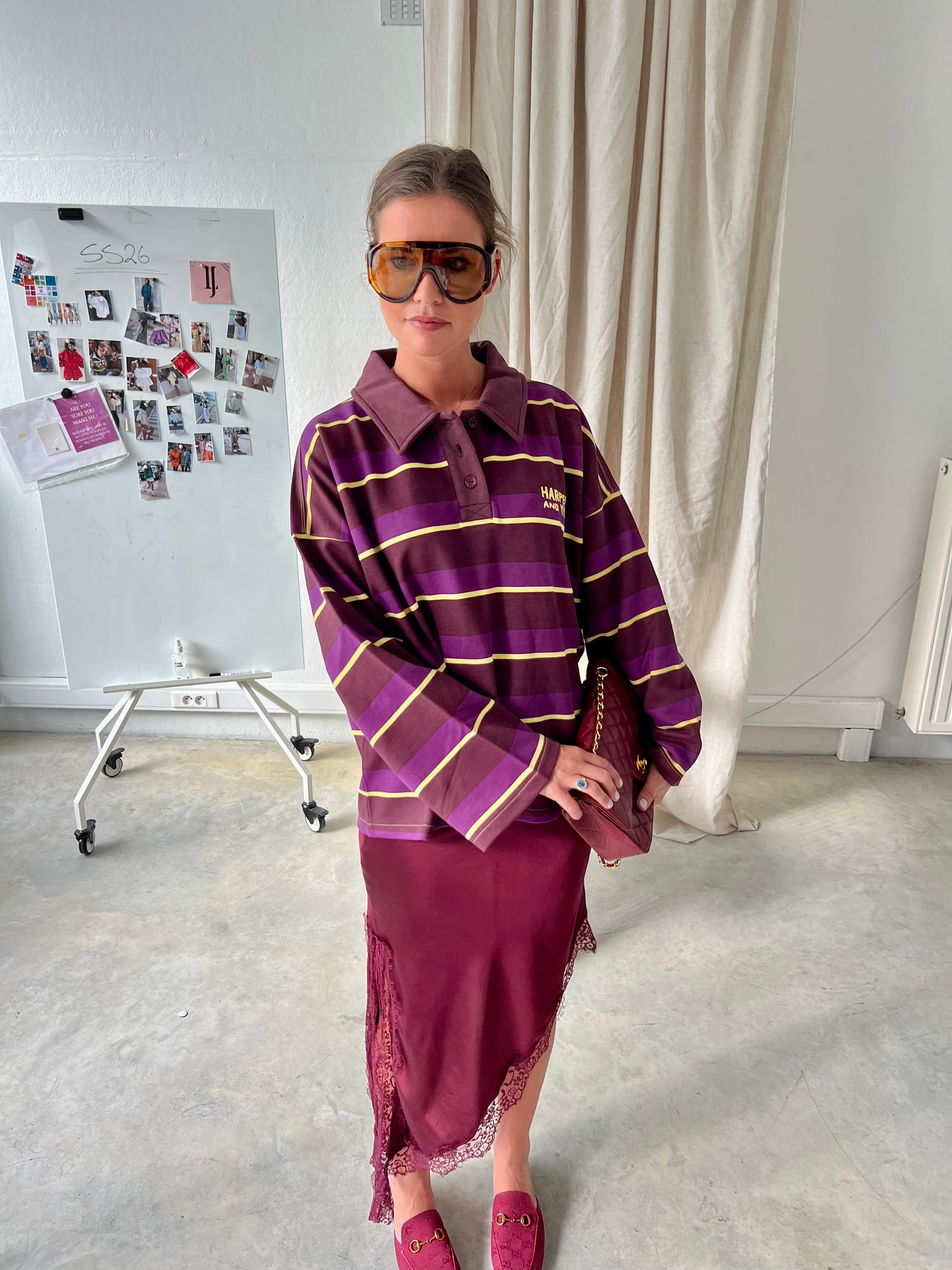 Pollie jumper multi stripe purple