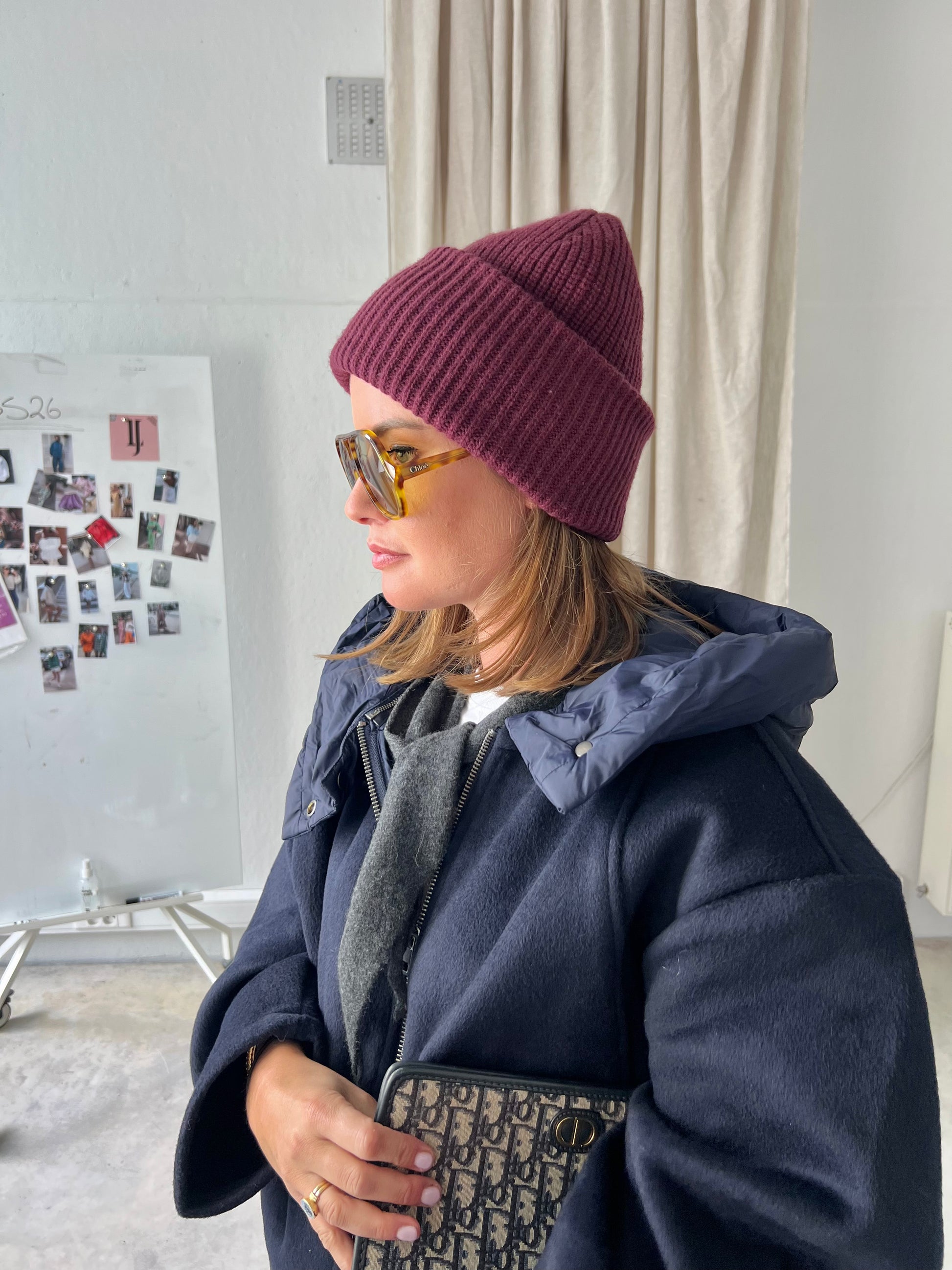 SLFMary knit wool beanie fig