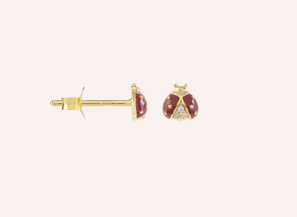 Single lady bug stud gold plated