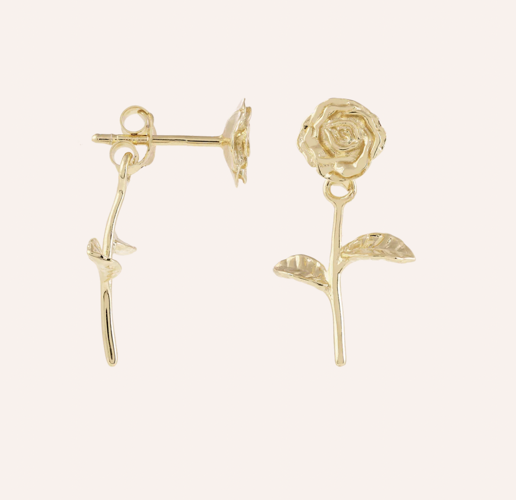 Single honourable rose stud gold plated