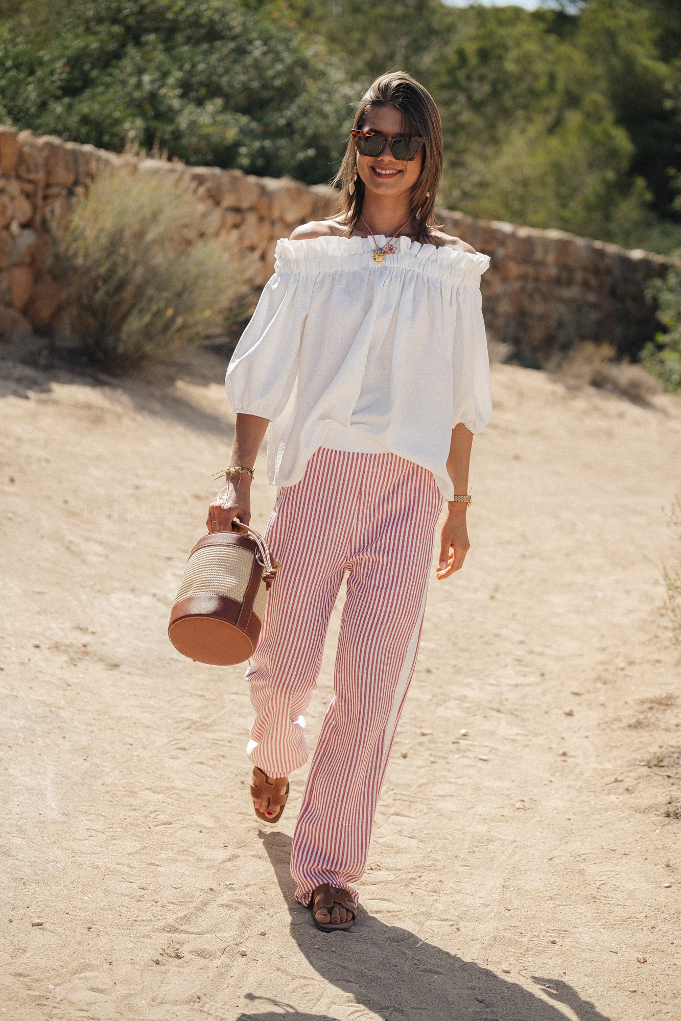 Lila striped pants red/offwhite