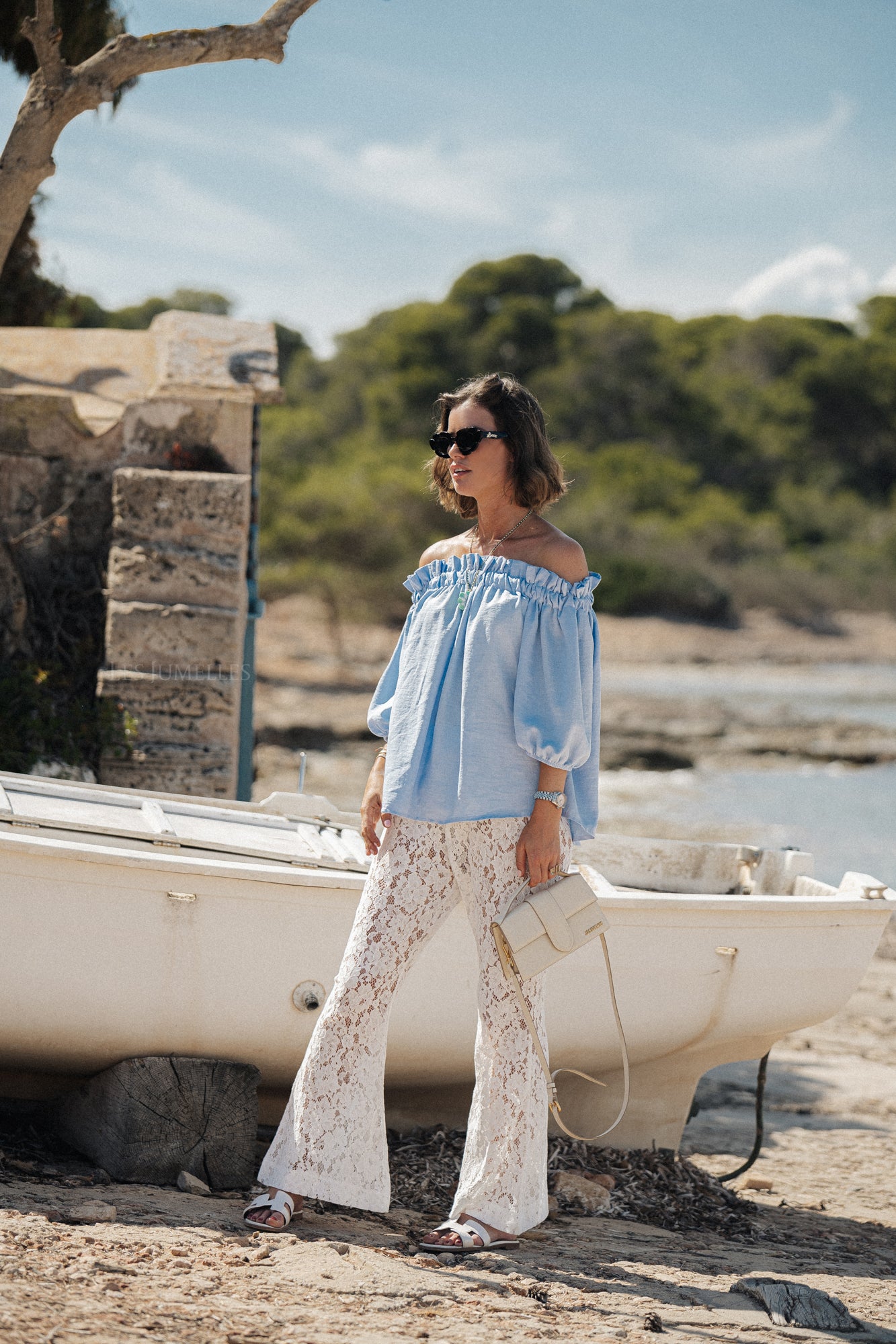 Anabel off shoulder blouse baby blue