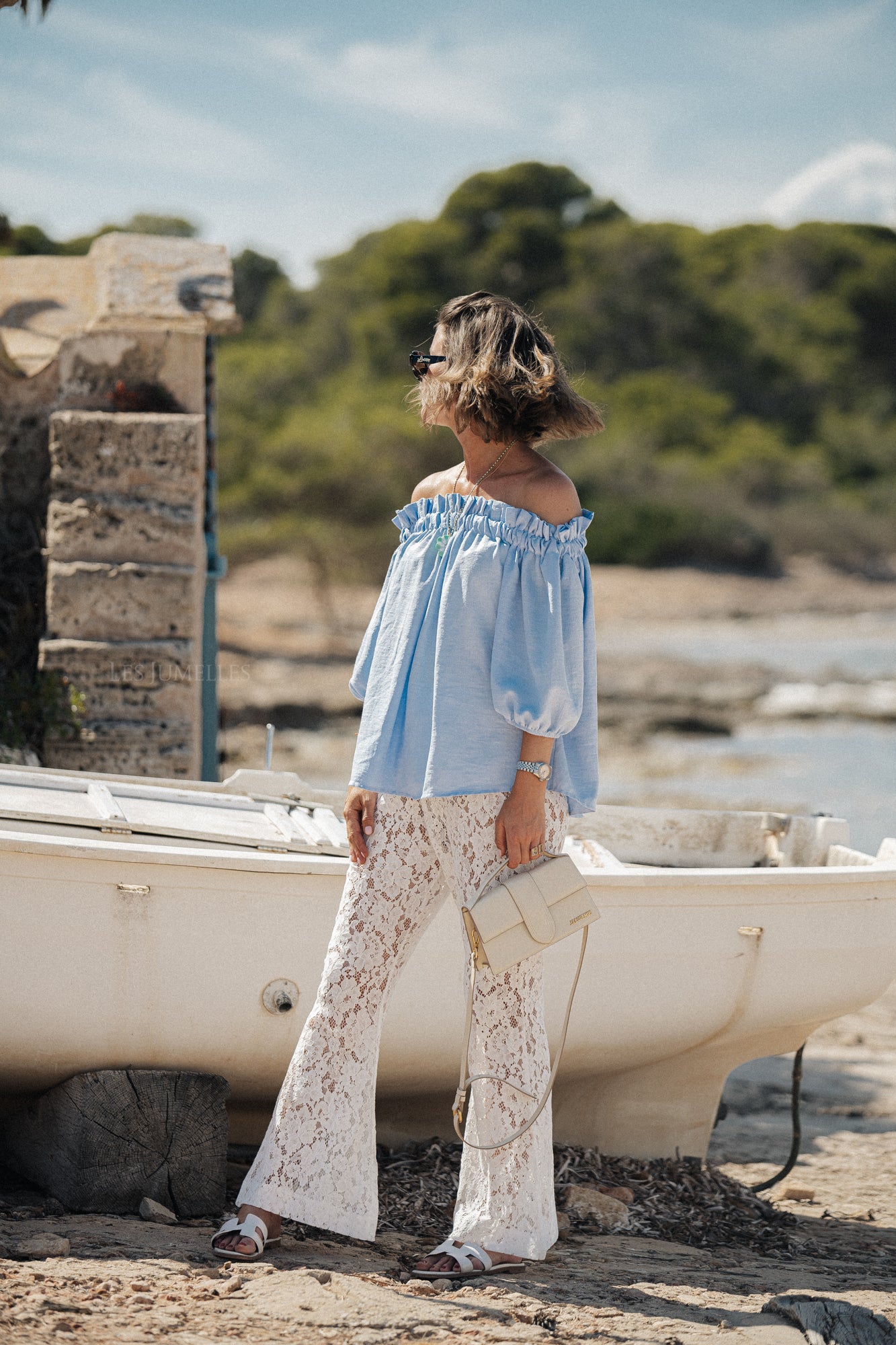Anabel off shoulder blouse baby blue