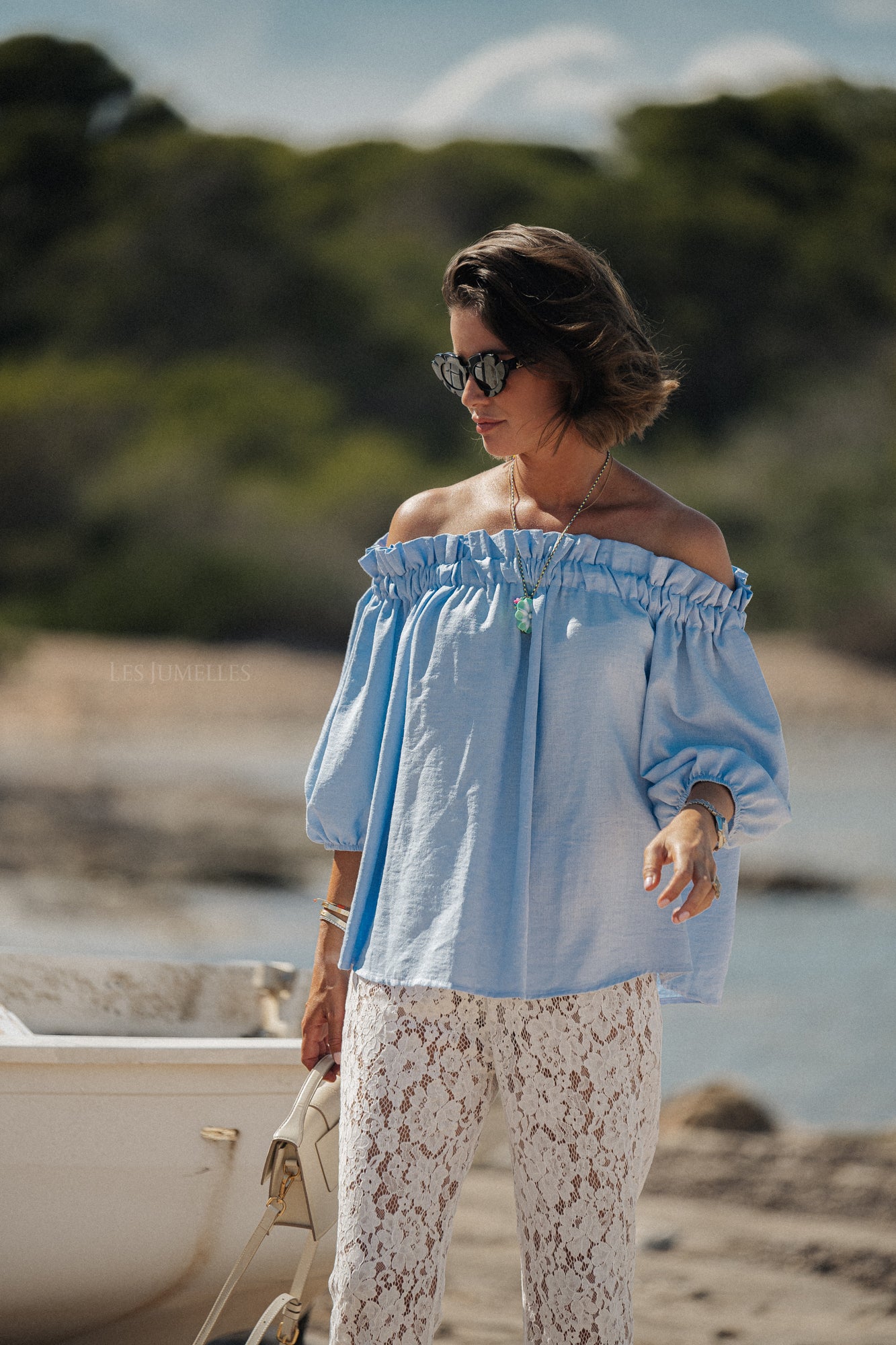 Anabel off shoulder blouse baby blue