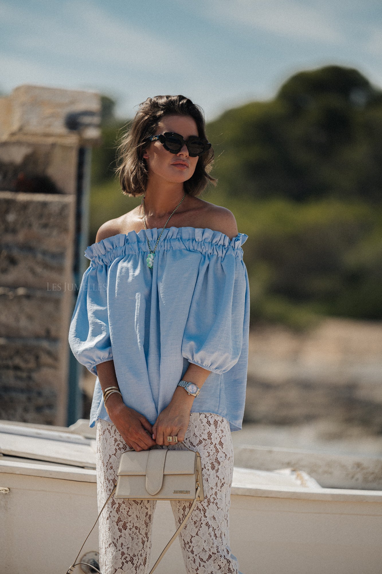 Anabel off shoulder blouse baby blue