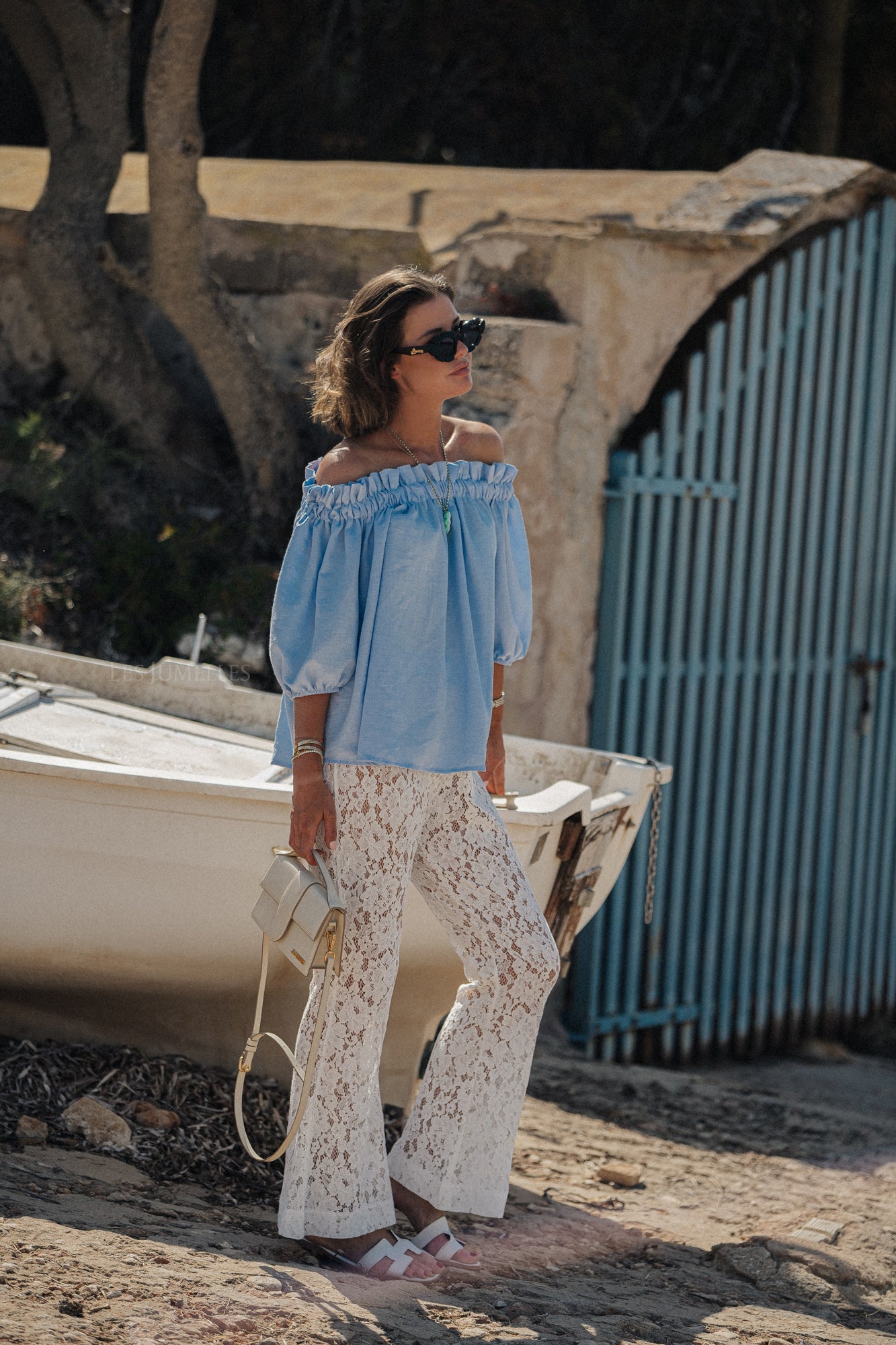 Anabel off shoulder blouse baby blue