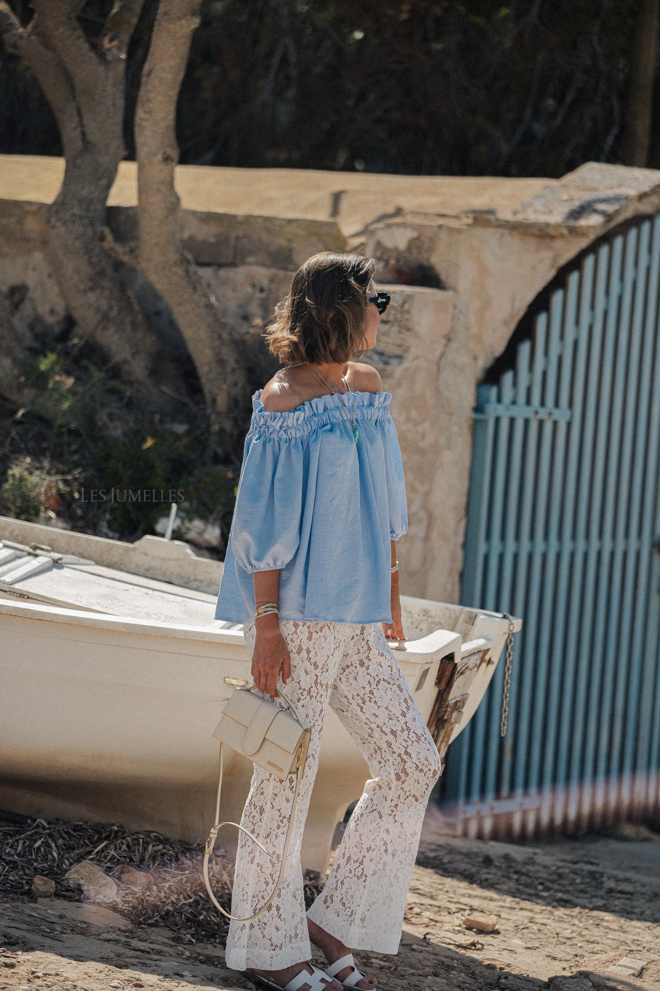 Anabel off shoulder blouse baby blue