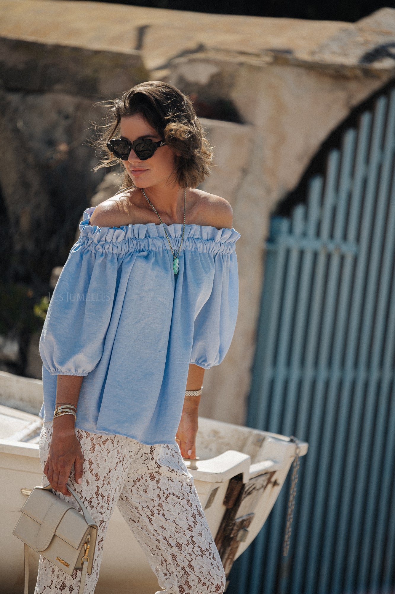 Anabel off shoulder blouse baby blue