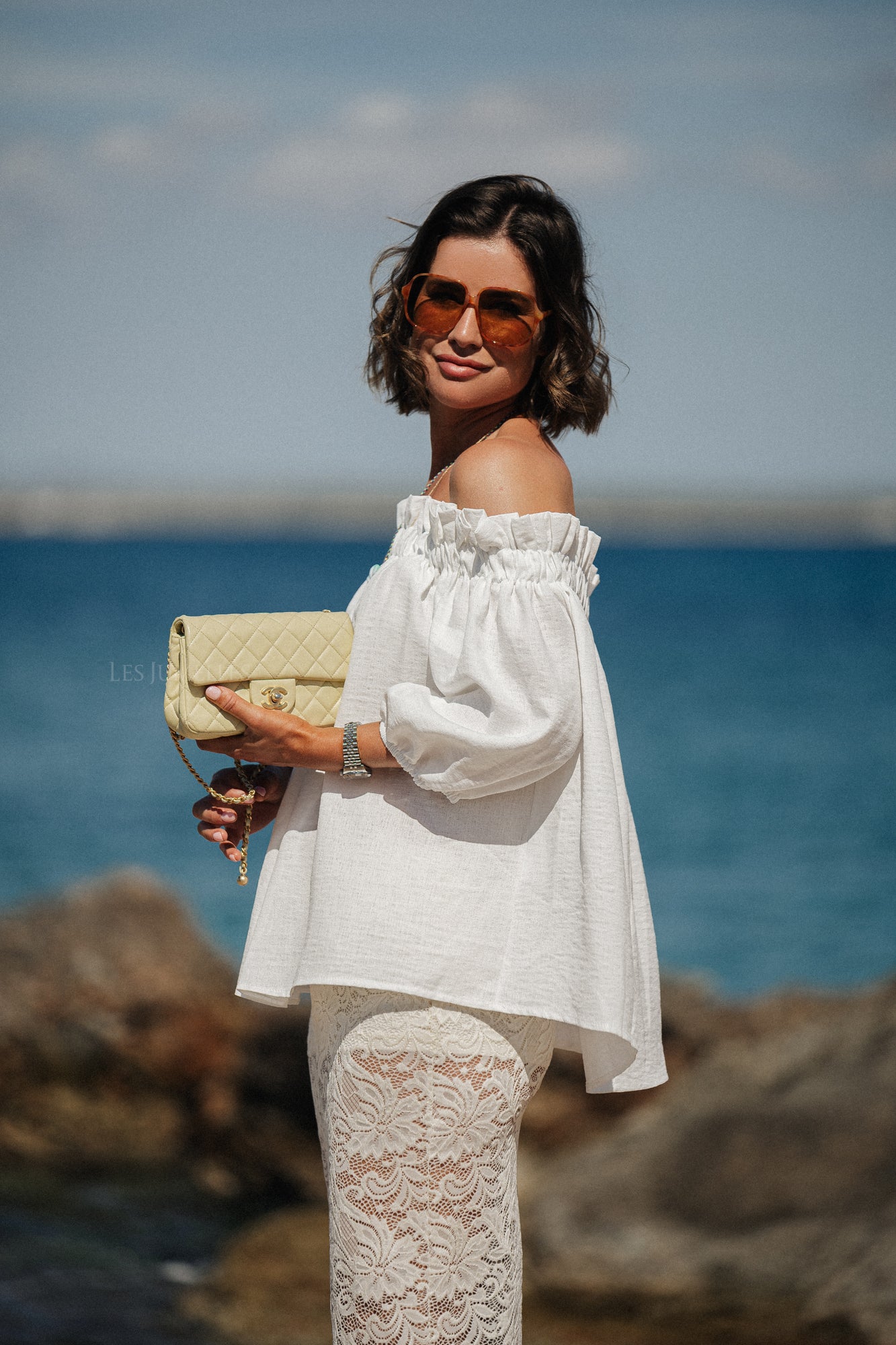 Anabel Off-Shoulder Bluse Weiß