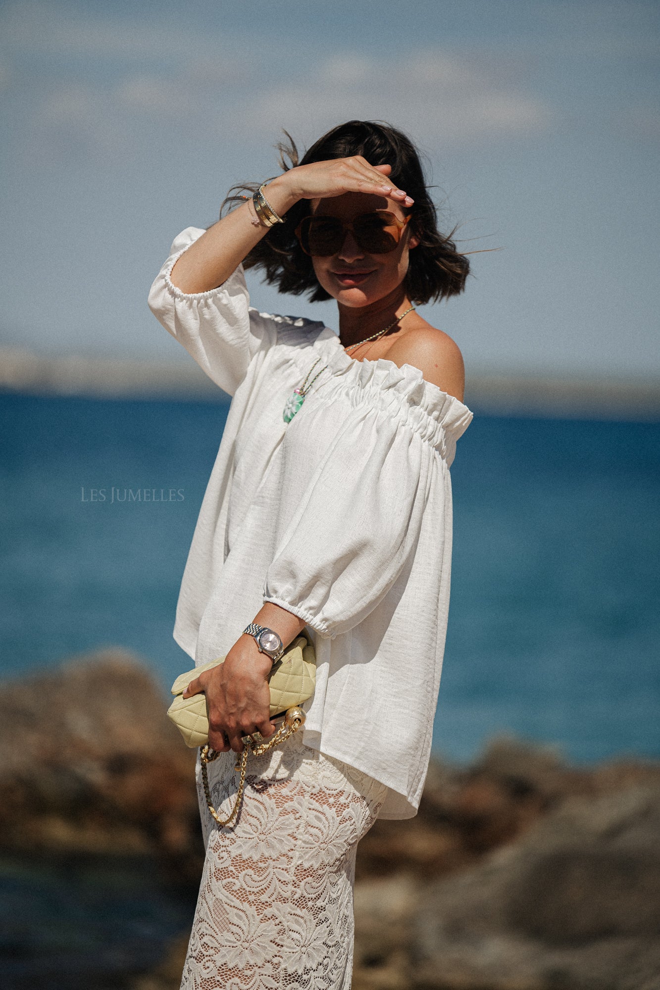 Anabel Off-Shoulder Bluse Weiß