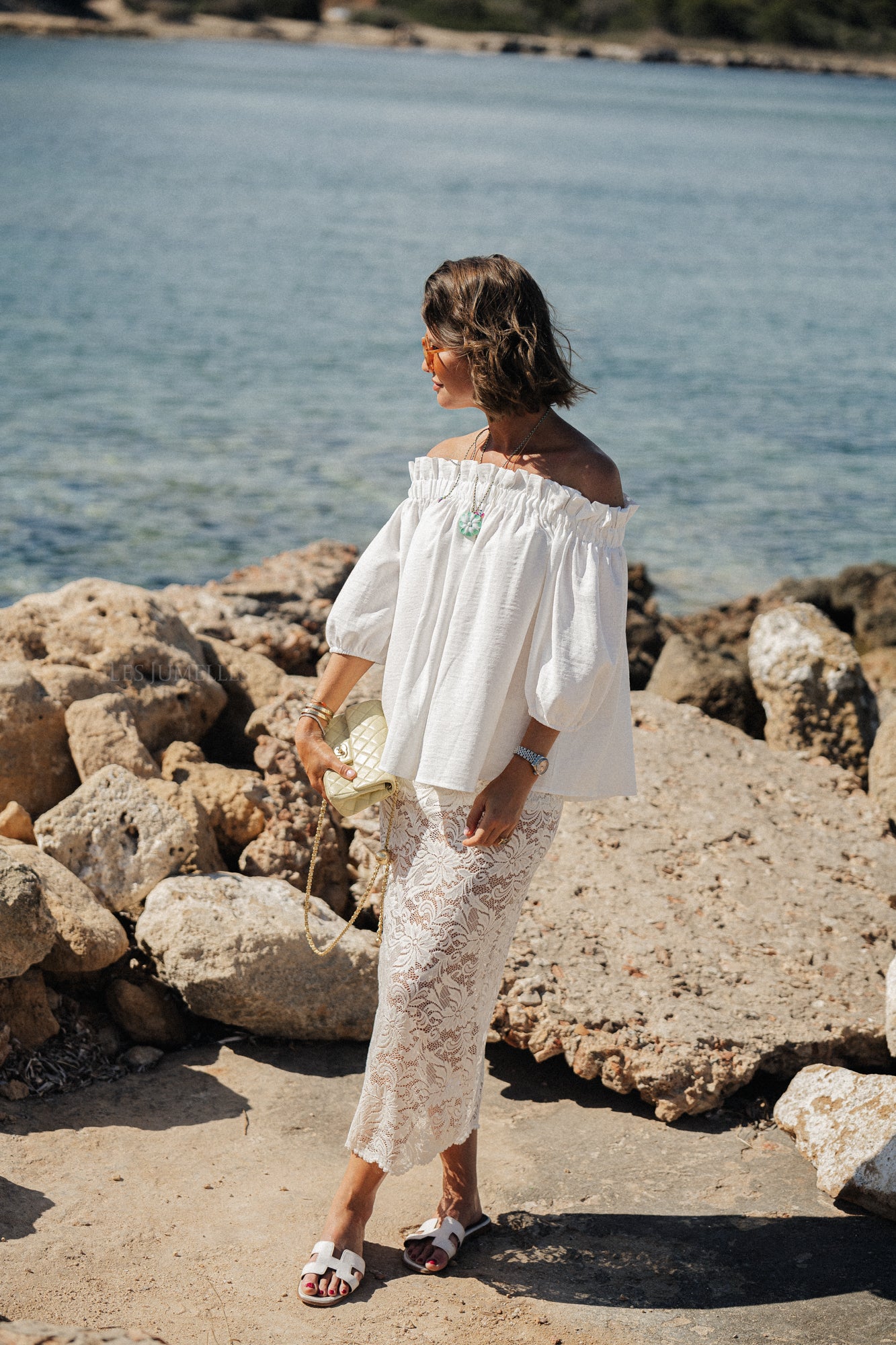Anabel Off-Shoulder Bluse Weiß