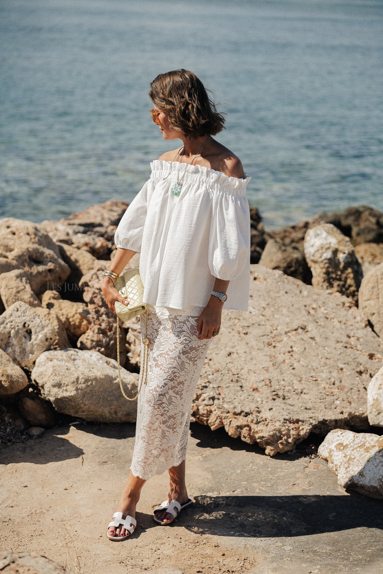 Anabel Off-Shoulder Bluse Weiß