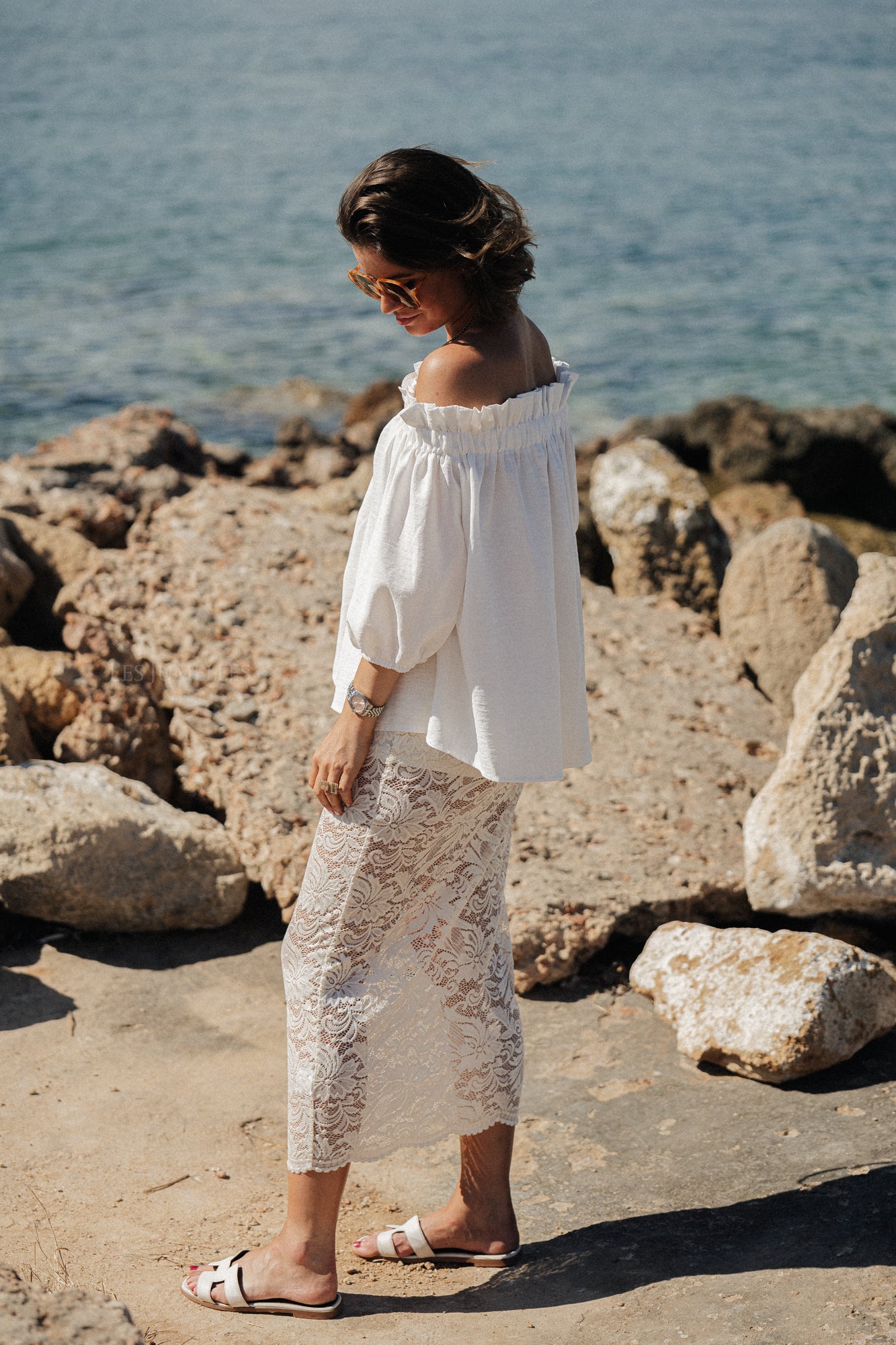 Anabel Off-Shoulder Bluse Weiß