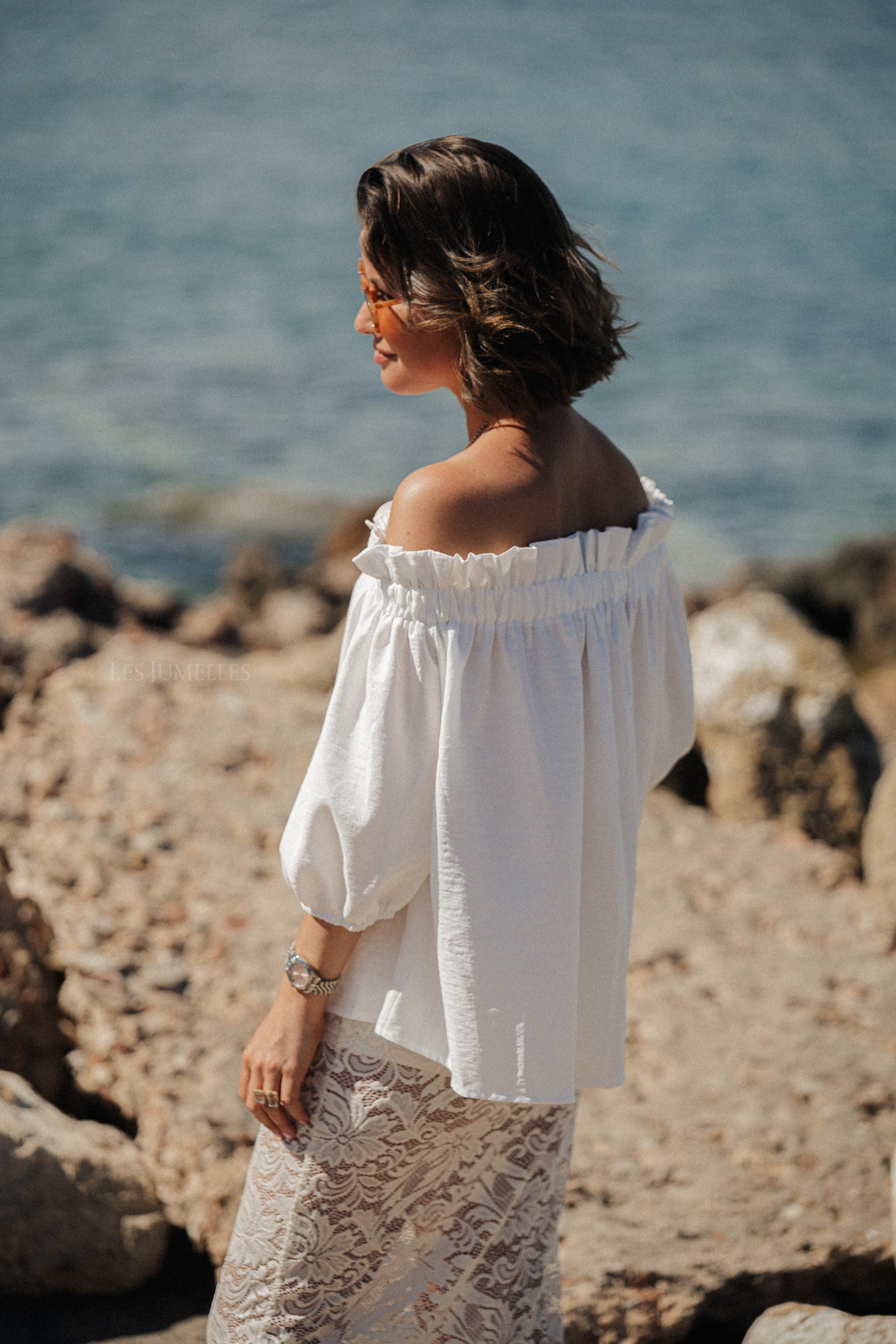 Anabel Off-Shoulder Bluse Weiß