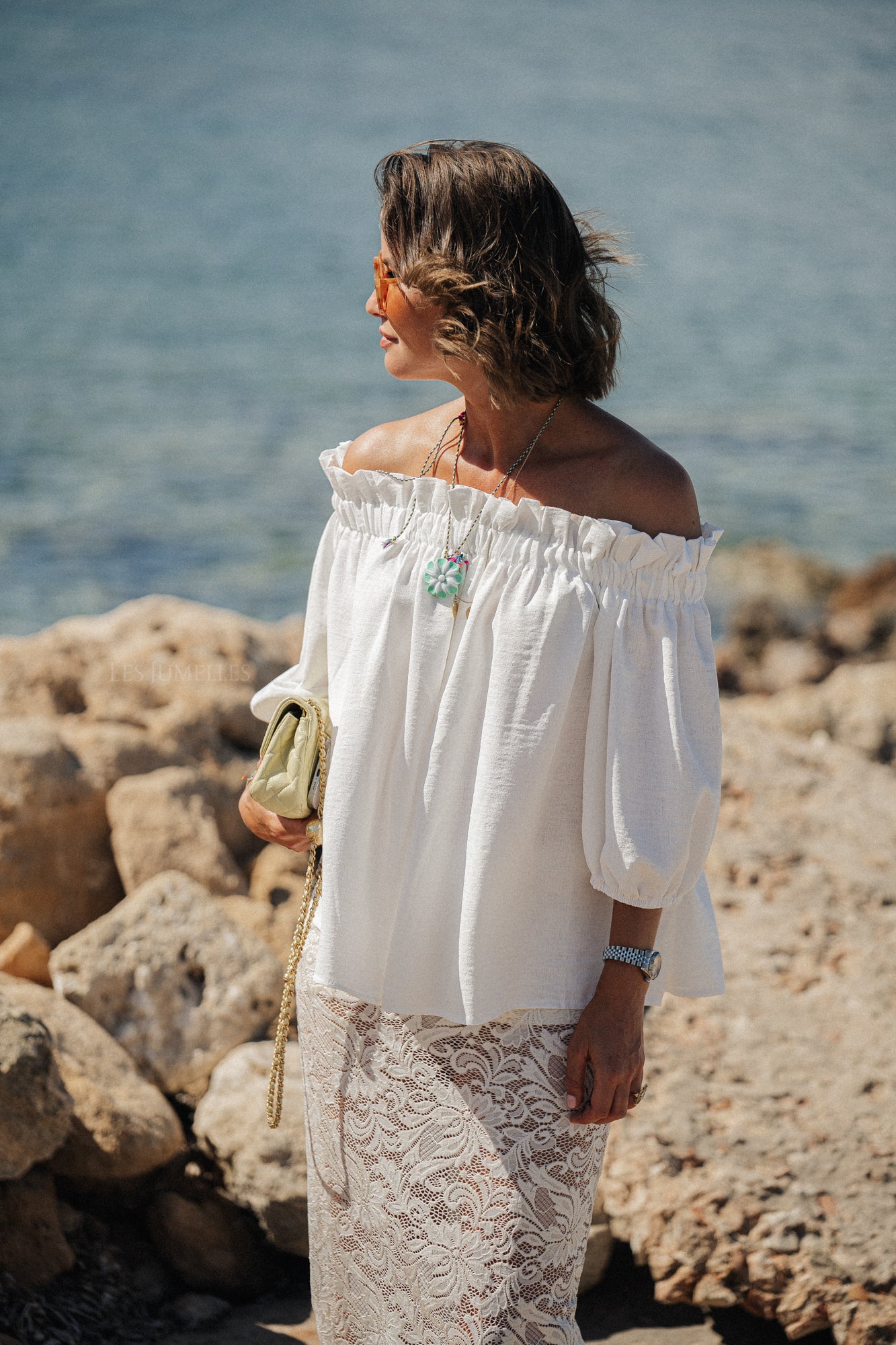 Anabel Off-Shoulder Bluse Weiß