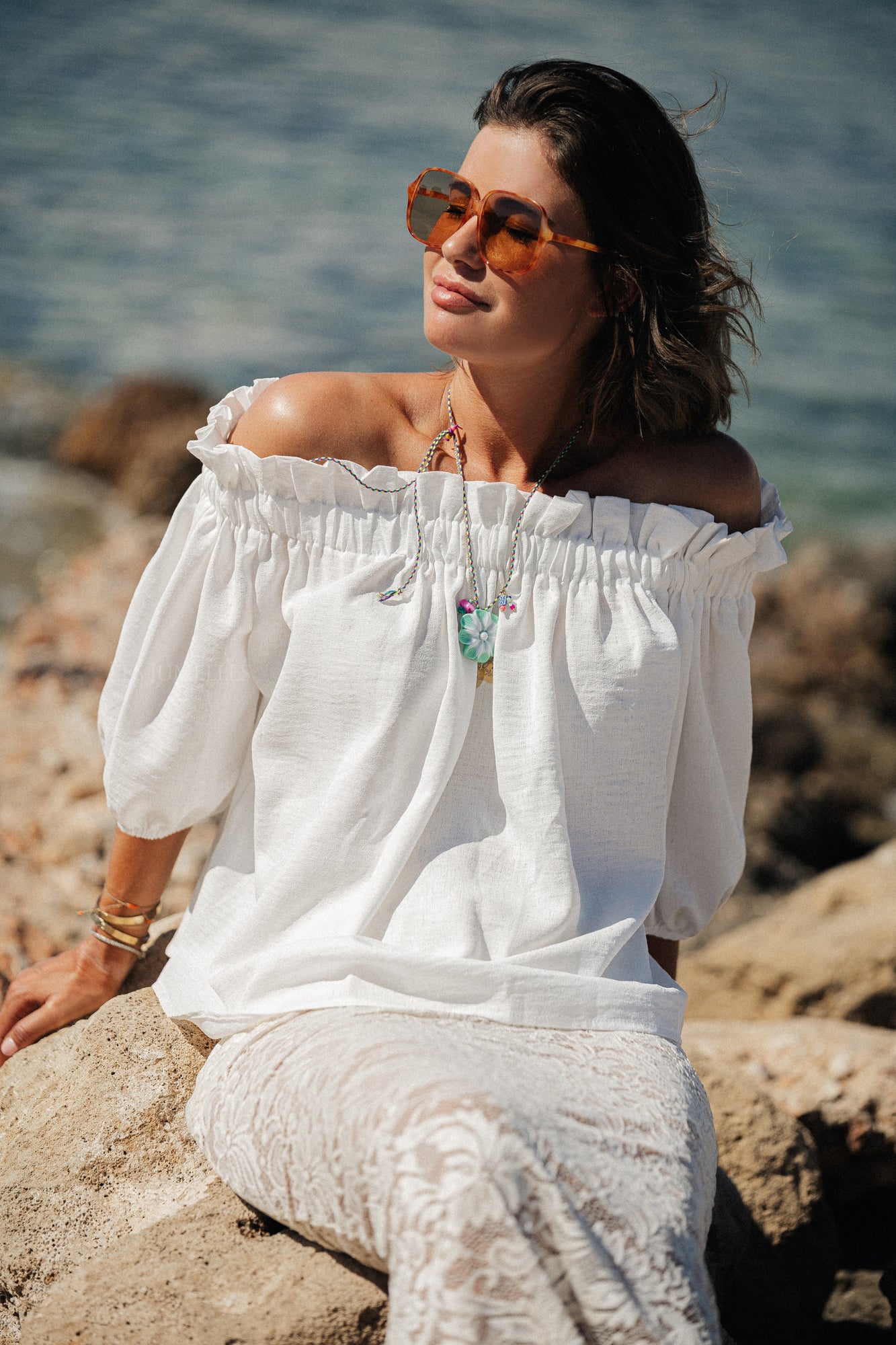 Anabel Off-Shoulder Bluse Weiß
