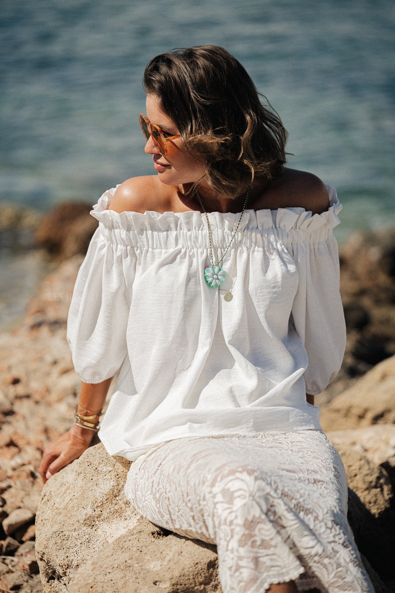 Anabel Off-Shoulder Bluse Weiß