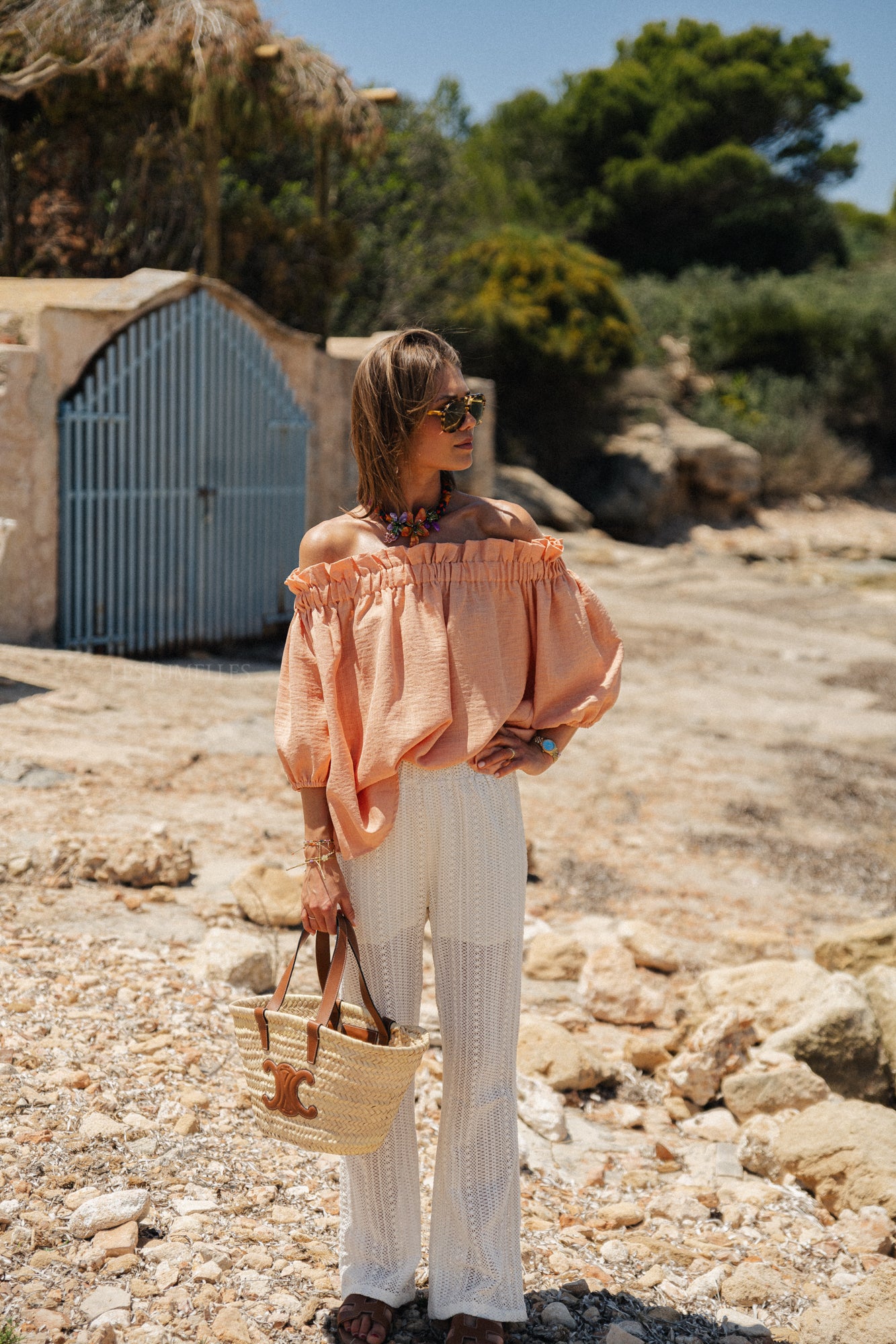 Anabel Off-Shoulder Bluse Pfirsich