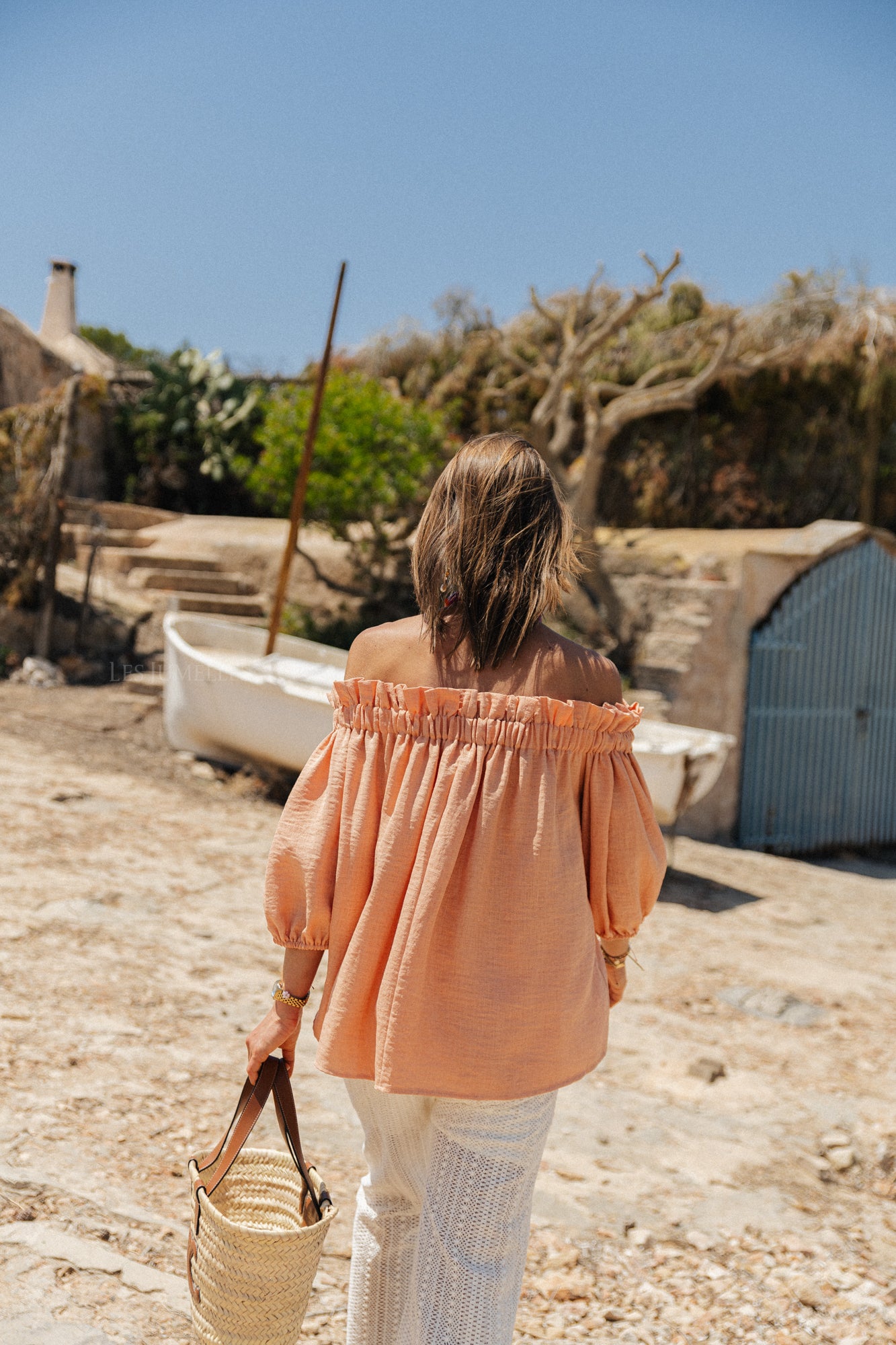 Anabel Off-Shoulder Bluse Pfirsich