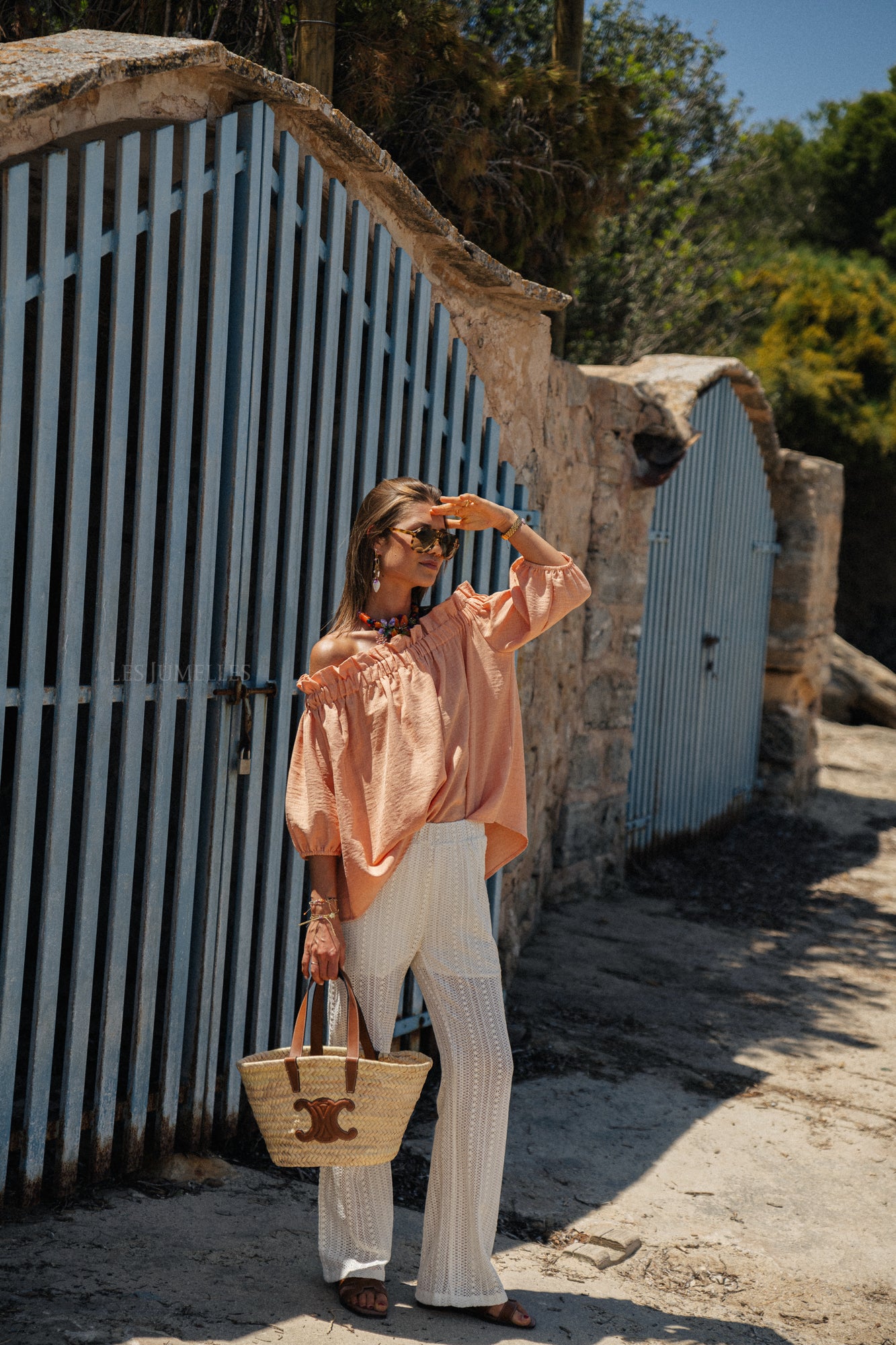 Anabel Off-Shoulder Bluse Pfirsich