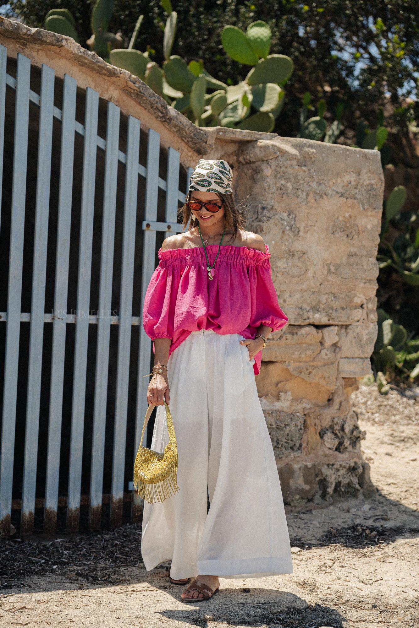 Anabel off shoulder blouse fuchsia