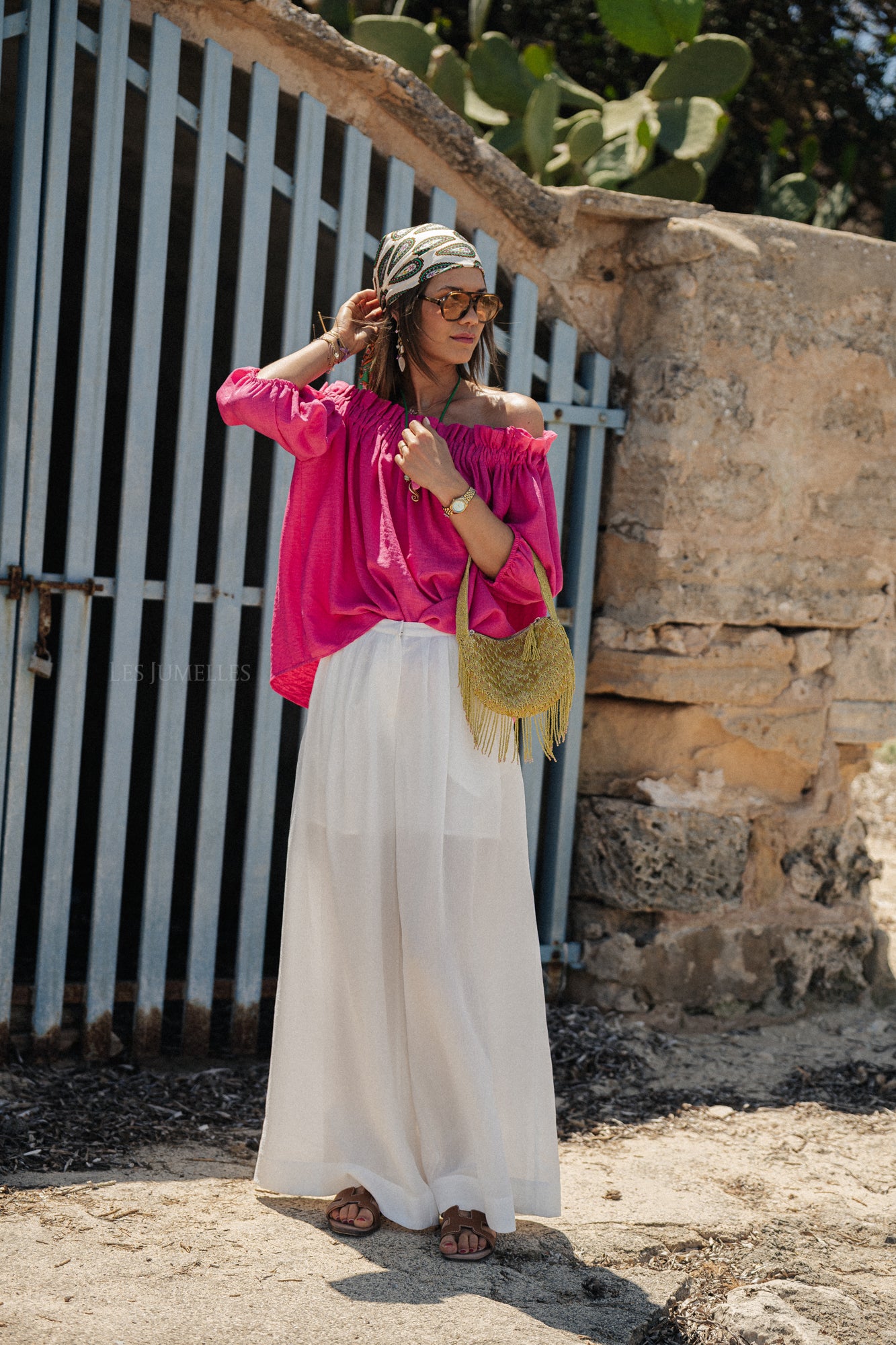 Anabel off shoulder blouse fuchsia