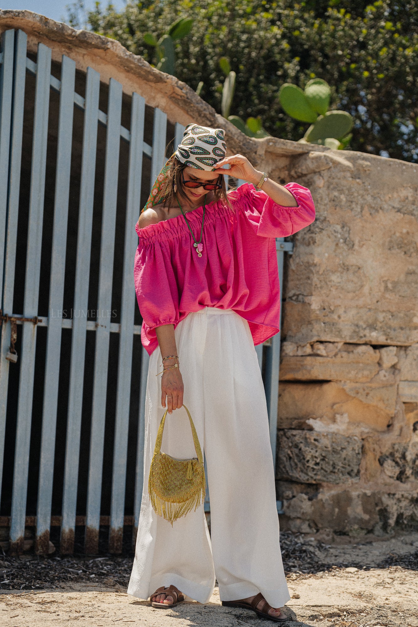 Anabel off shoulder blouse fuchsia