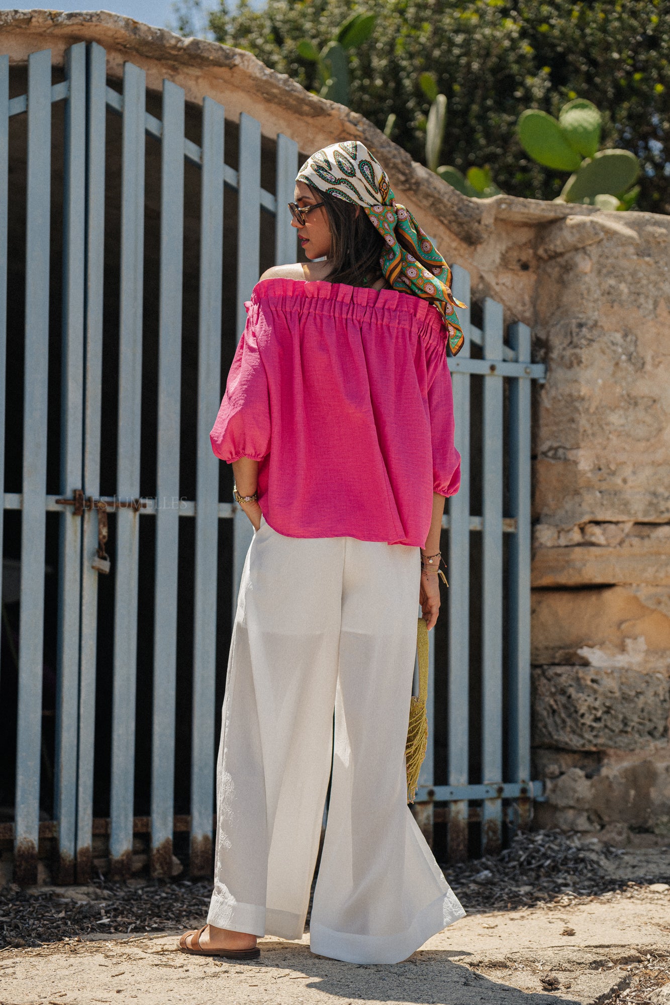 Anabel off shoulder blouse fuchsia