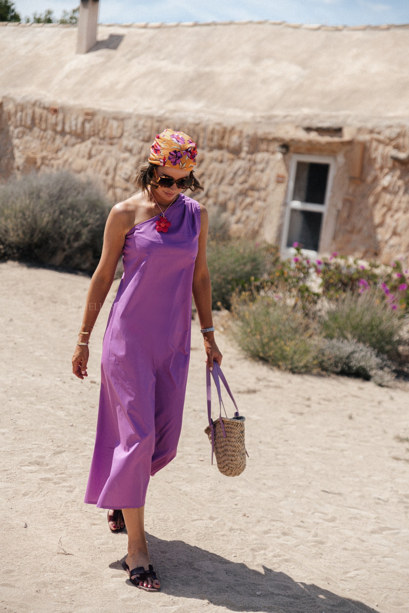 Sarah One-Shoulder Maxikleid Orchidee