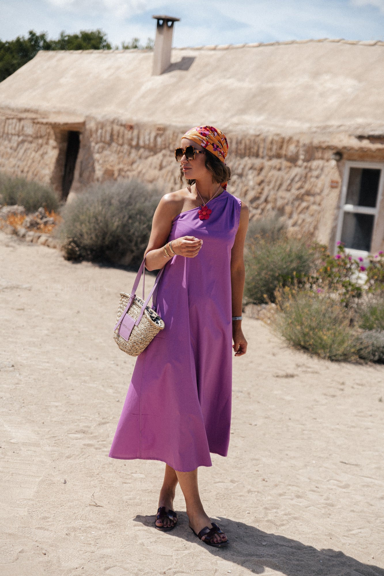 Sarah One-Shoulder Maxikleid Orchidee