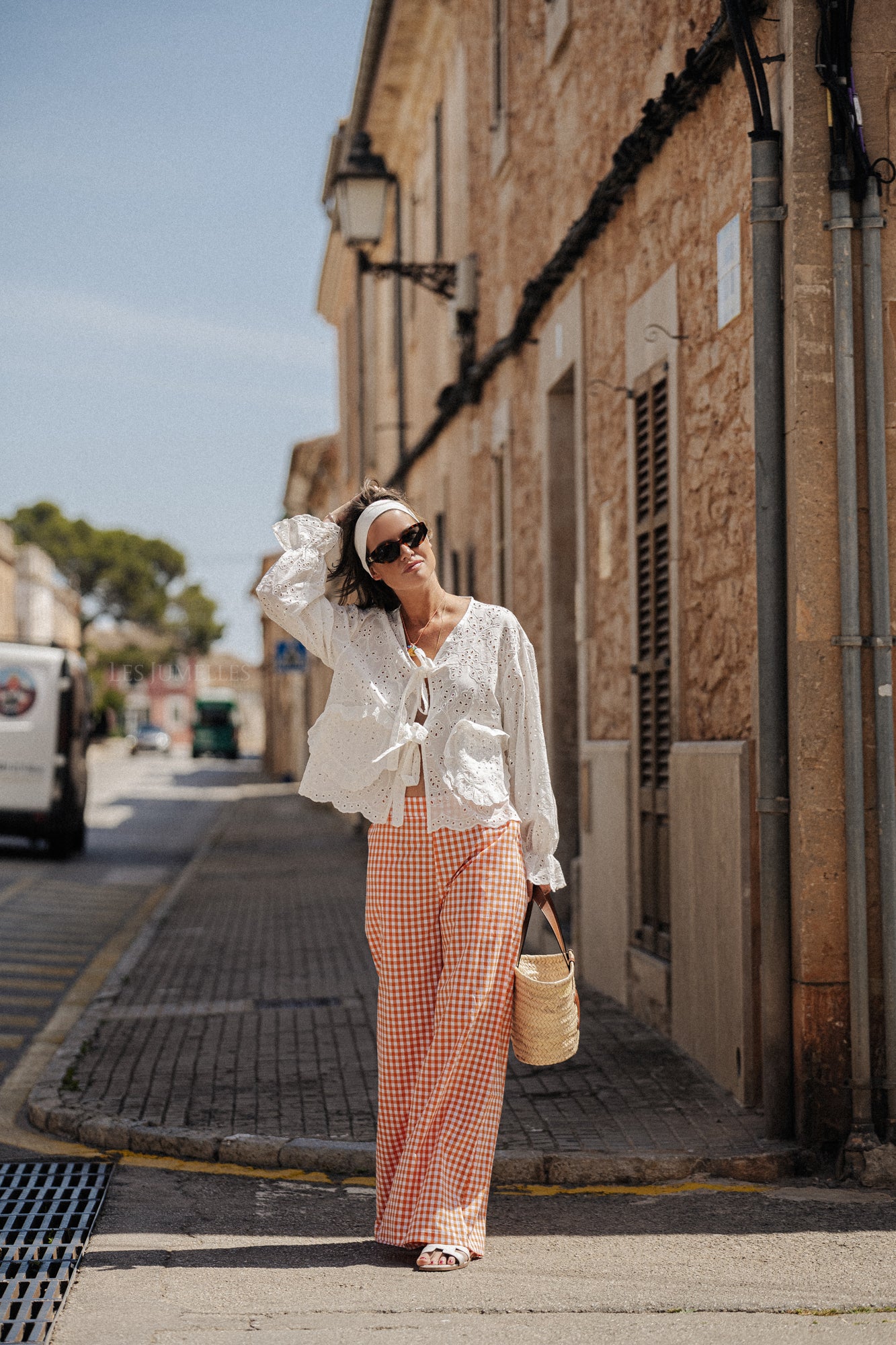 Pantalon à carreaux Madrid orange