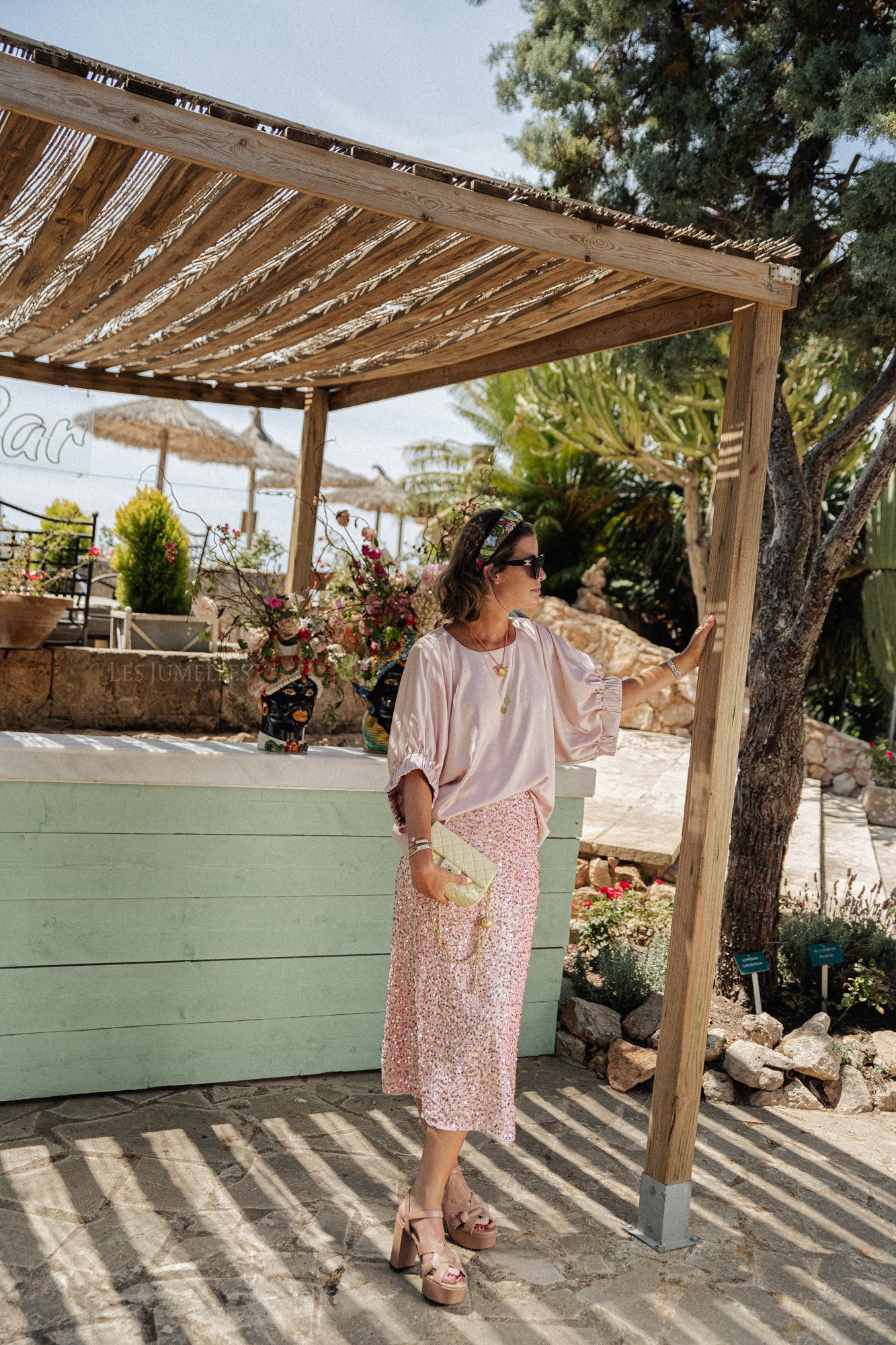 Riri sequin midi skirt dusty pink