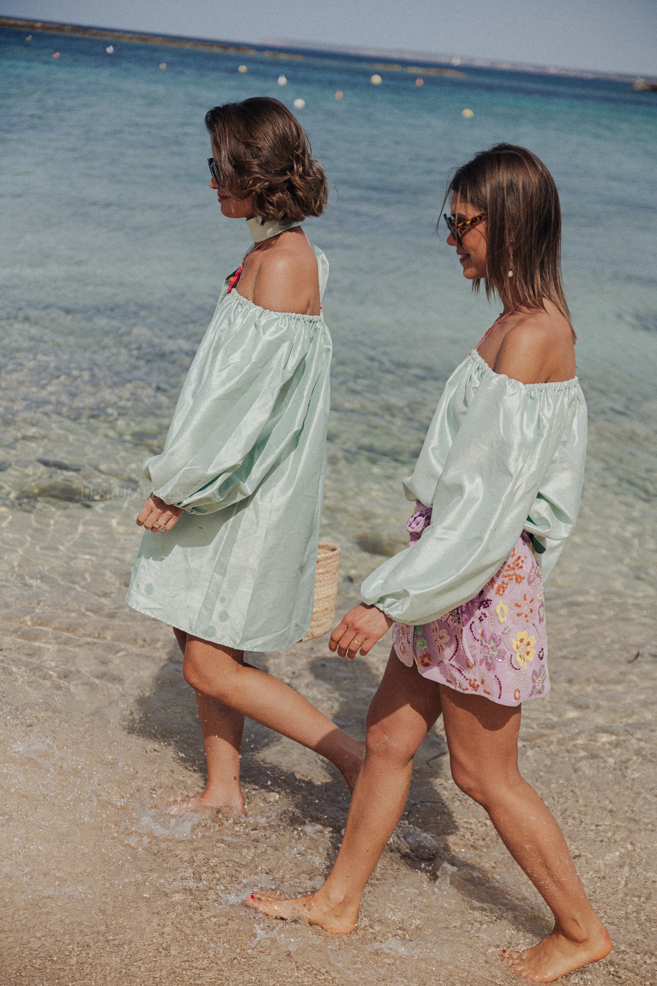 Ella Off-Shoulder Kleid in Pastellgrün