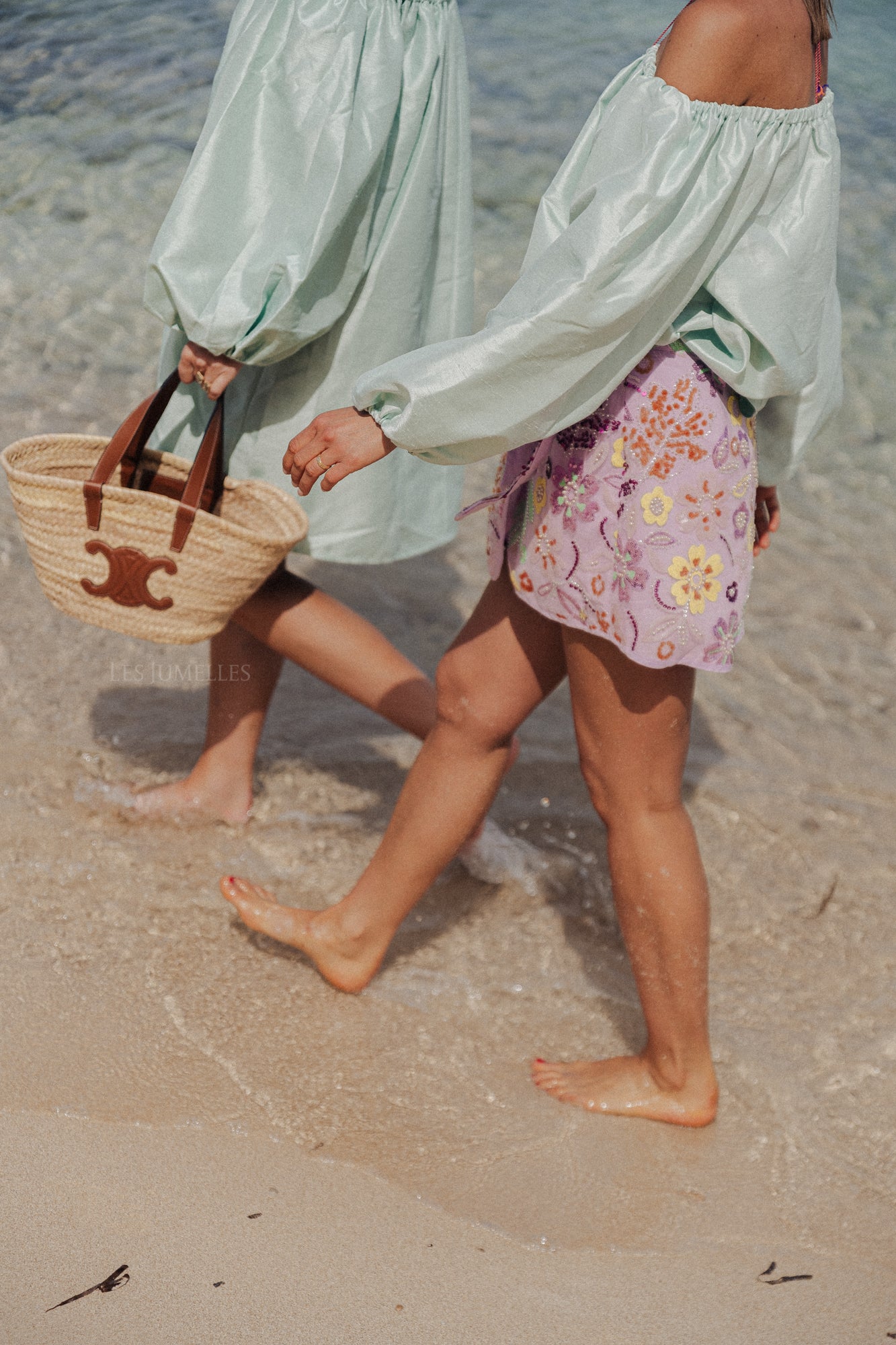Ella Off-Shoulder-Bluse in Pastellgrün