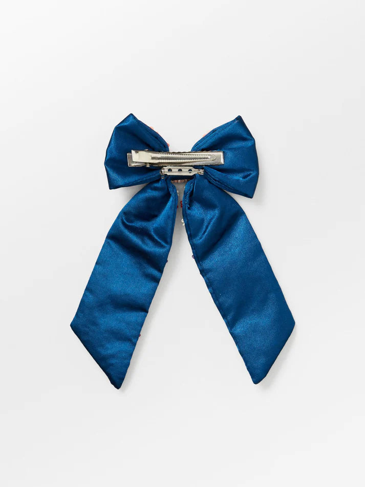 Yvette beaded bow clip legion blue