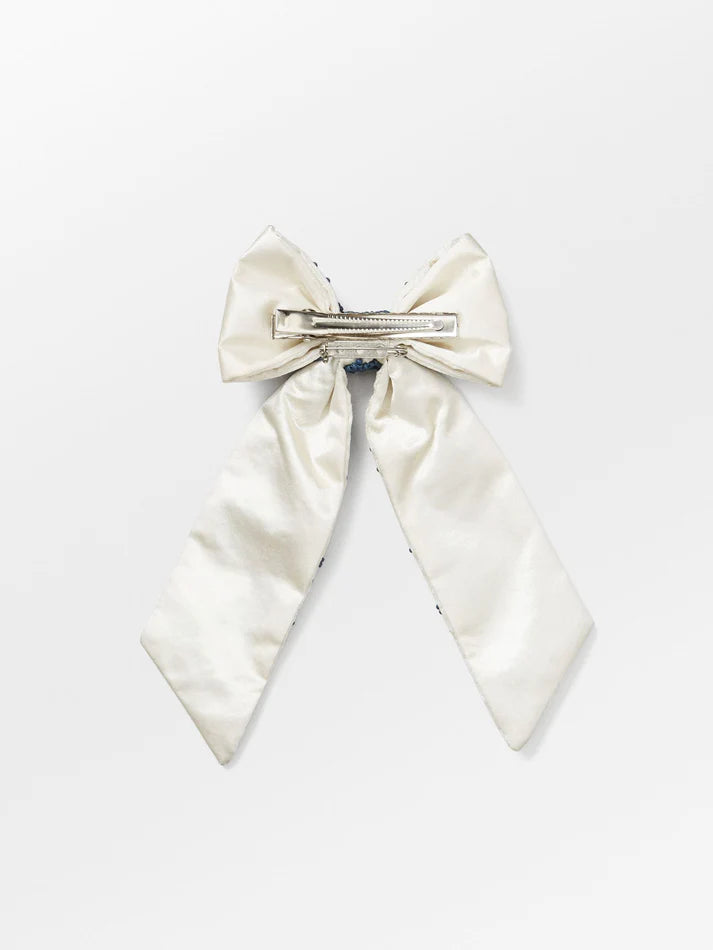 Teila beaded bow clip birch white