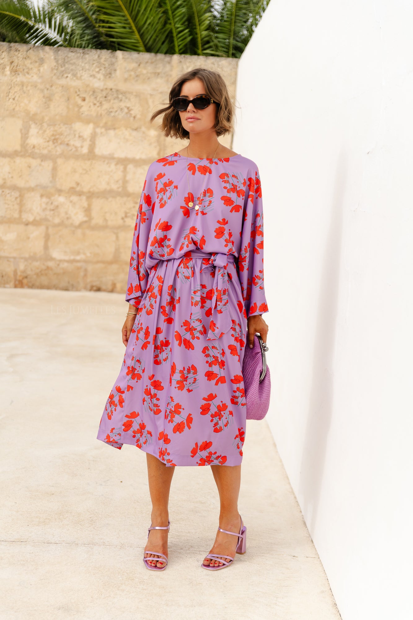 Viola lange jurk met print lila