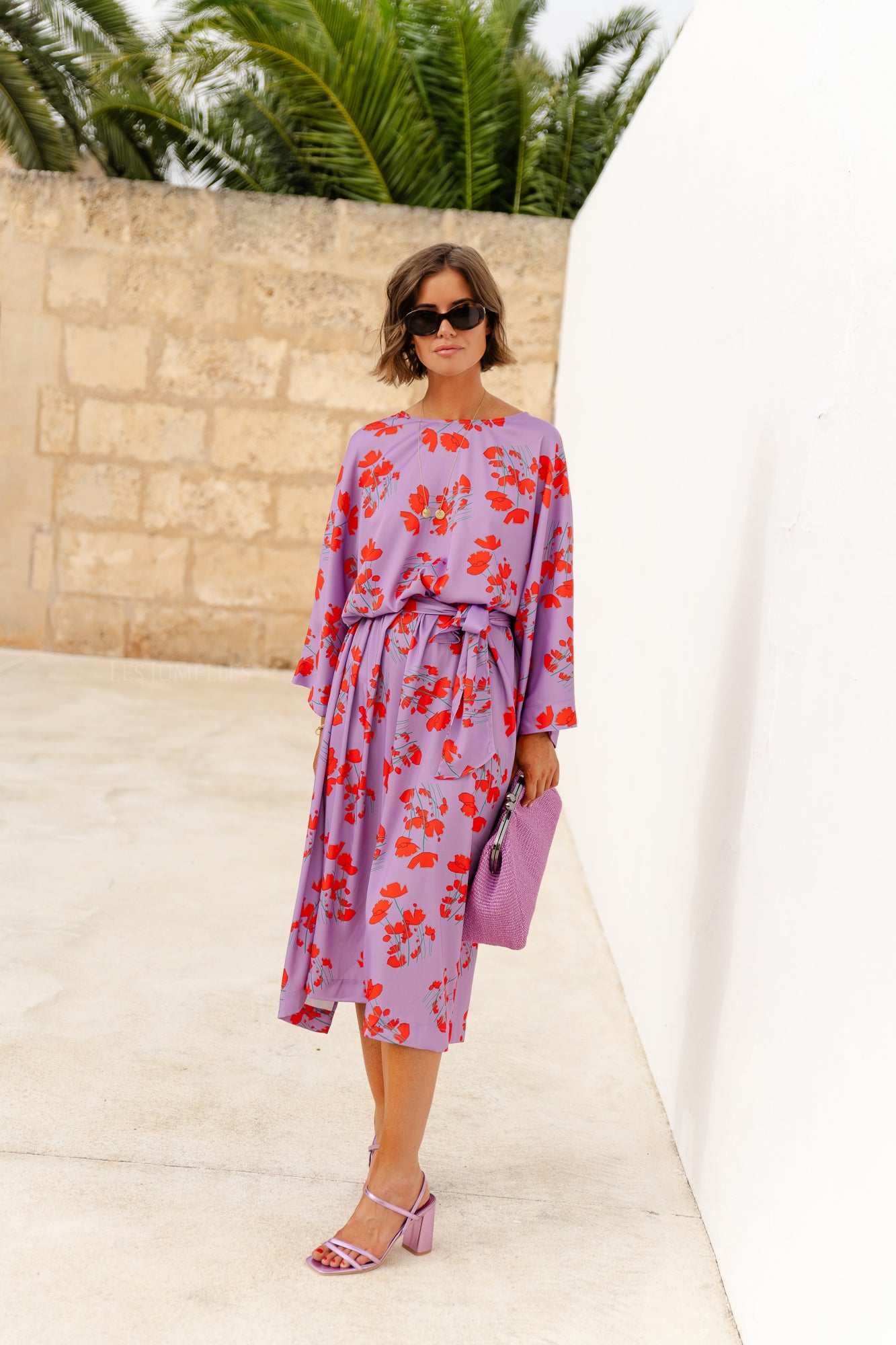 Viola lange jurk met print lila