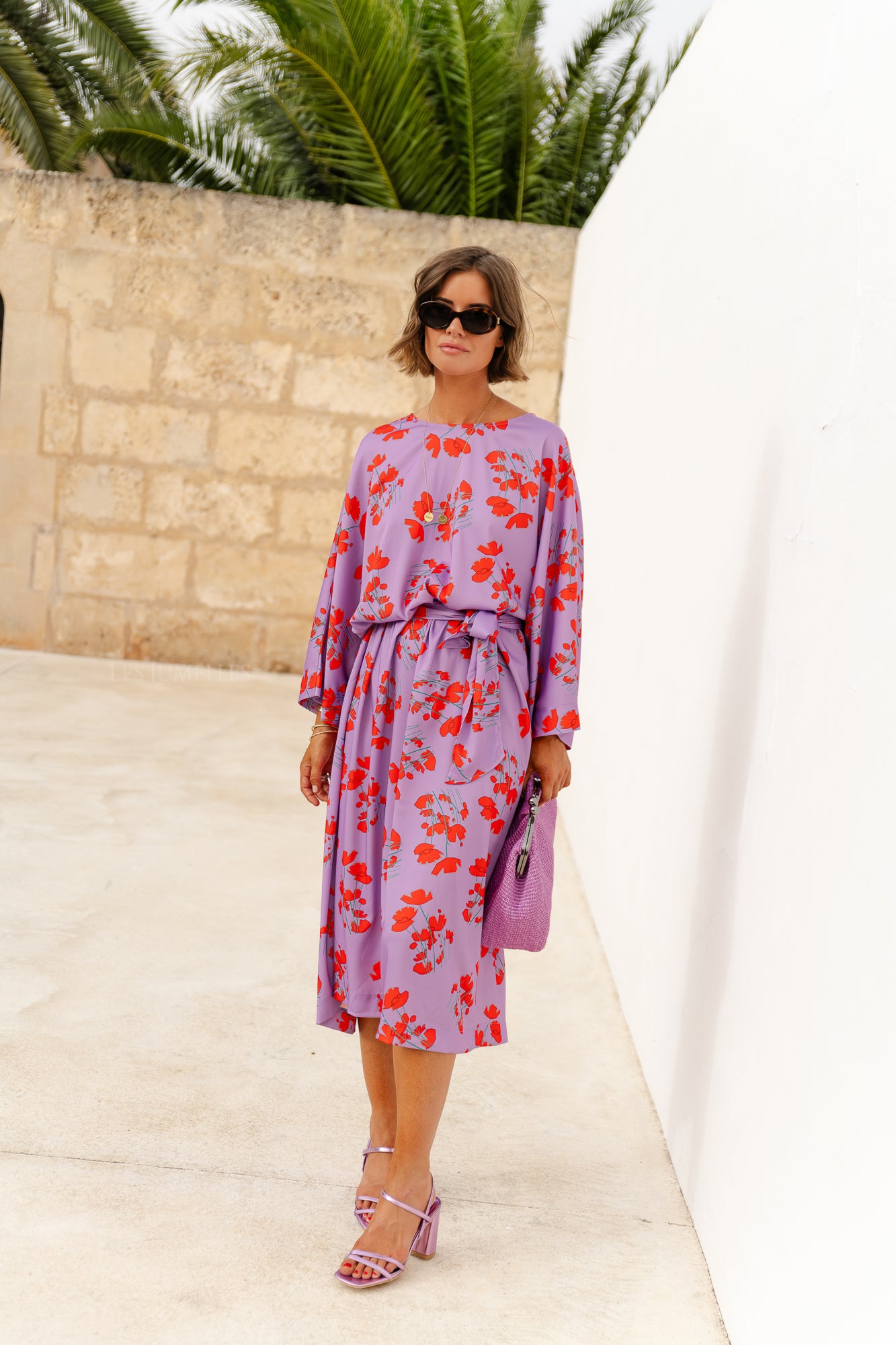 Viola lange jurk met print lila
