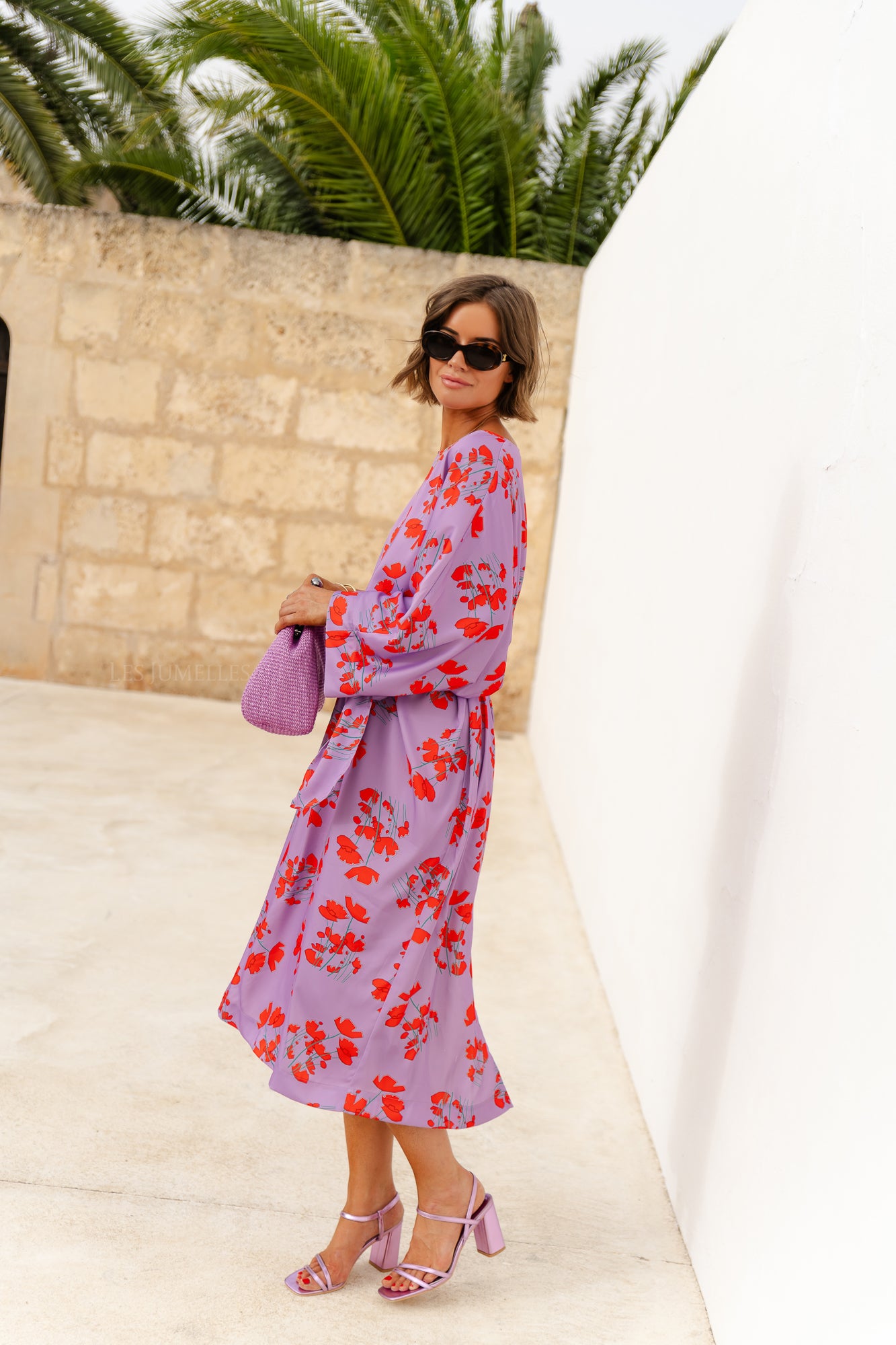 Viola lange jurk met print lila