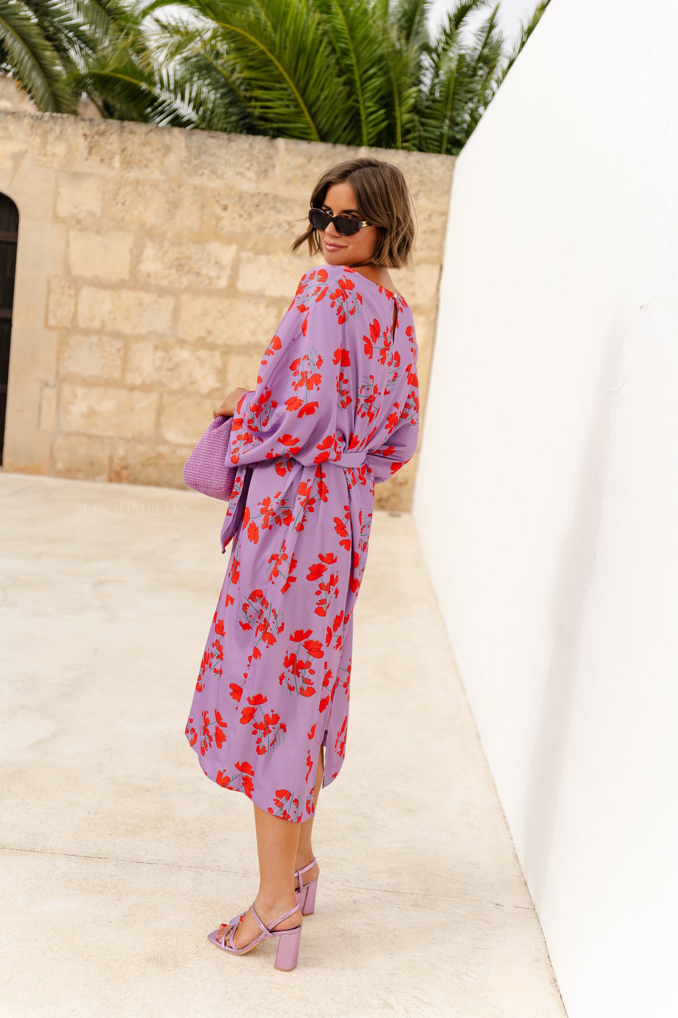 Viola lange jurk met print lila