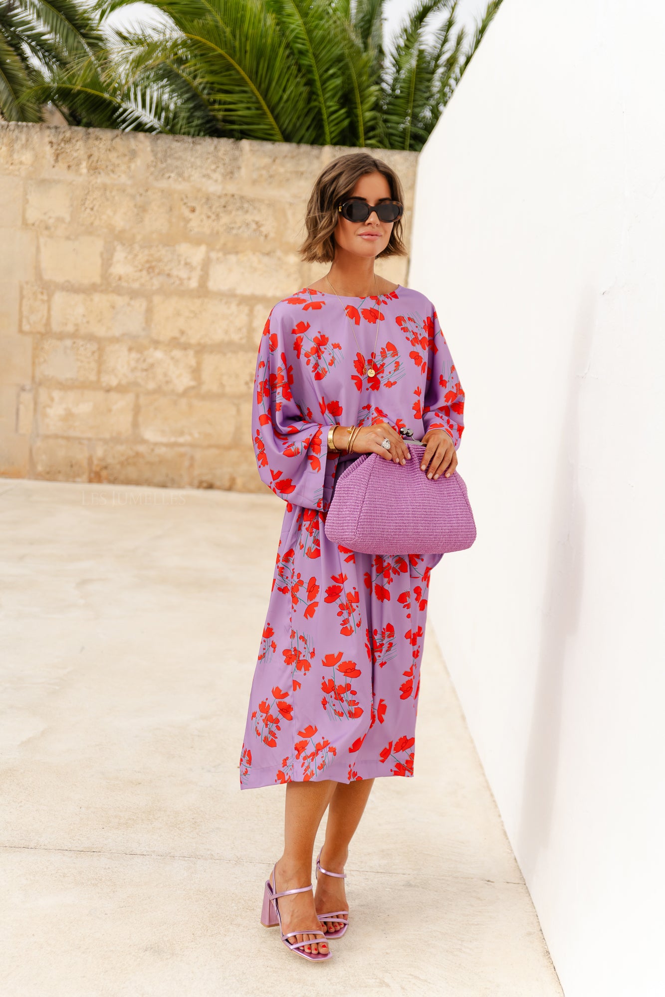 Viola lange jurk met print lila