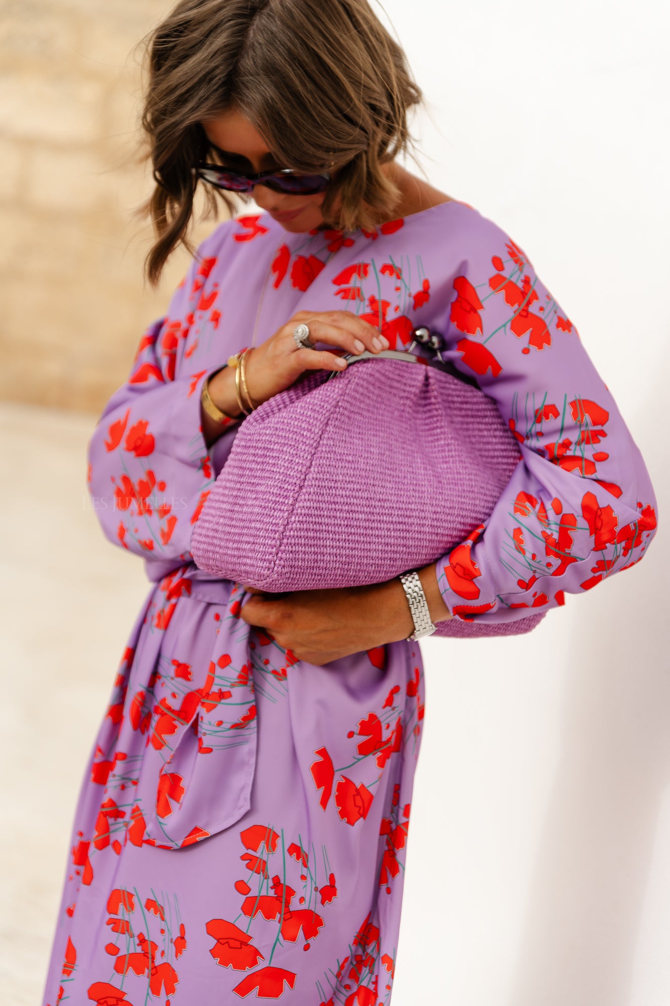 Viola lange jurk met print lila