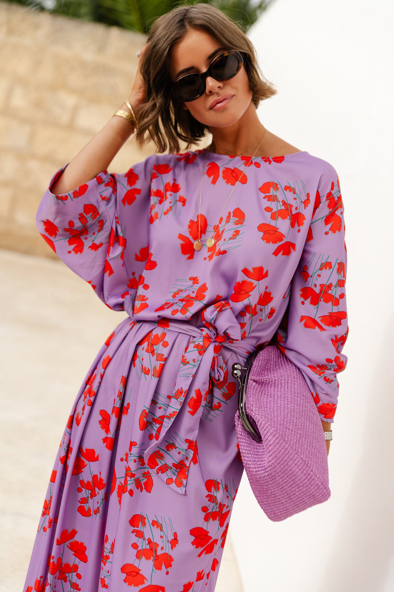 Viola lange jurk met print lila