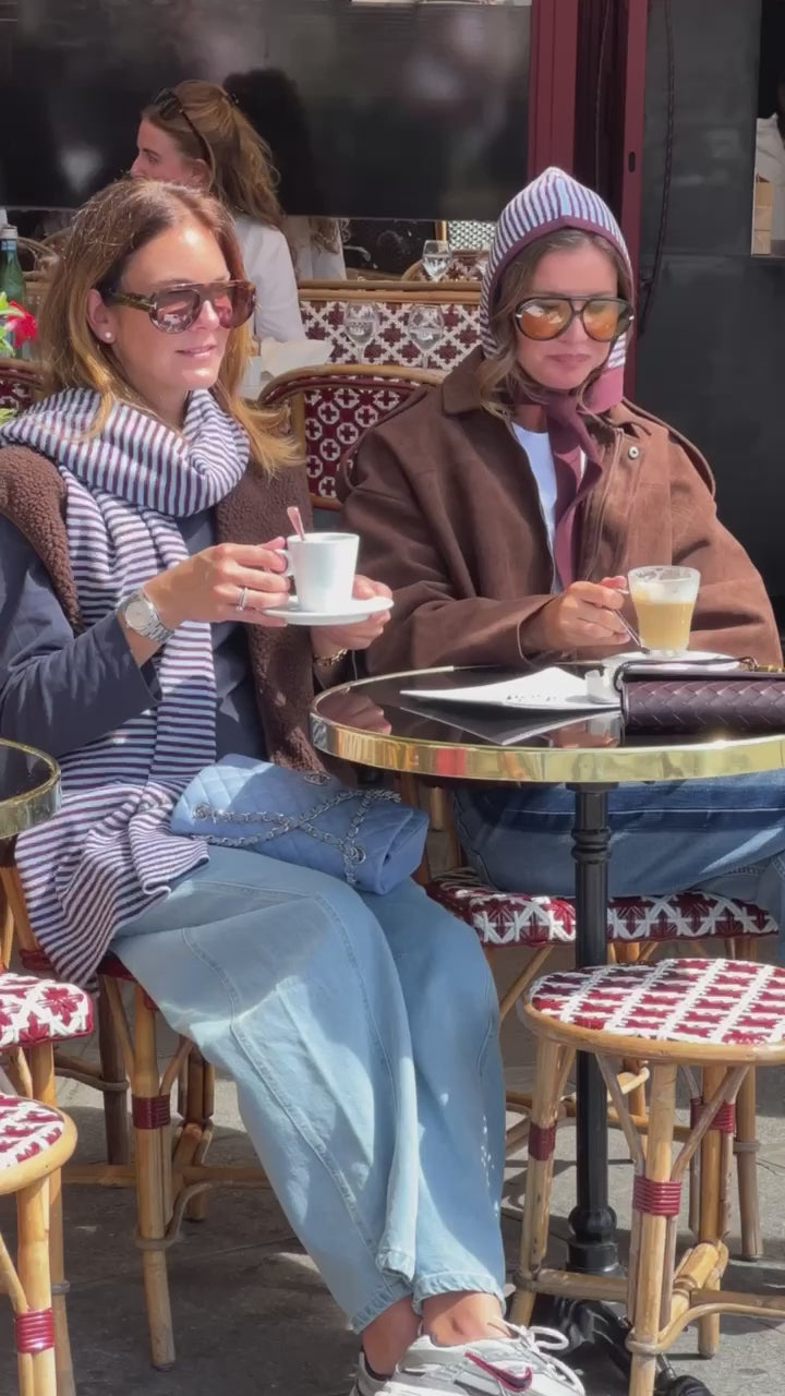 Blake gestreepte sjaal chocoladebruin/lichtblauw